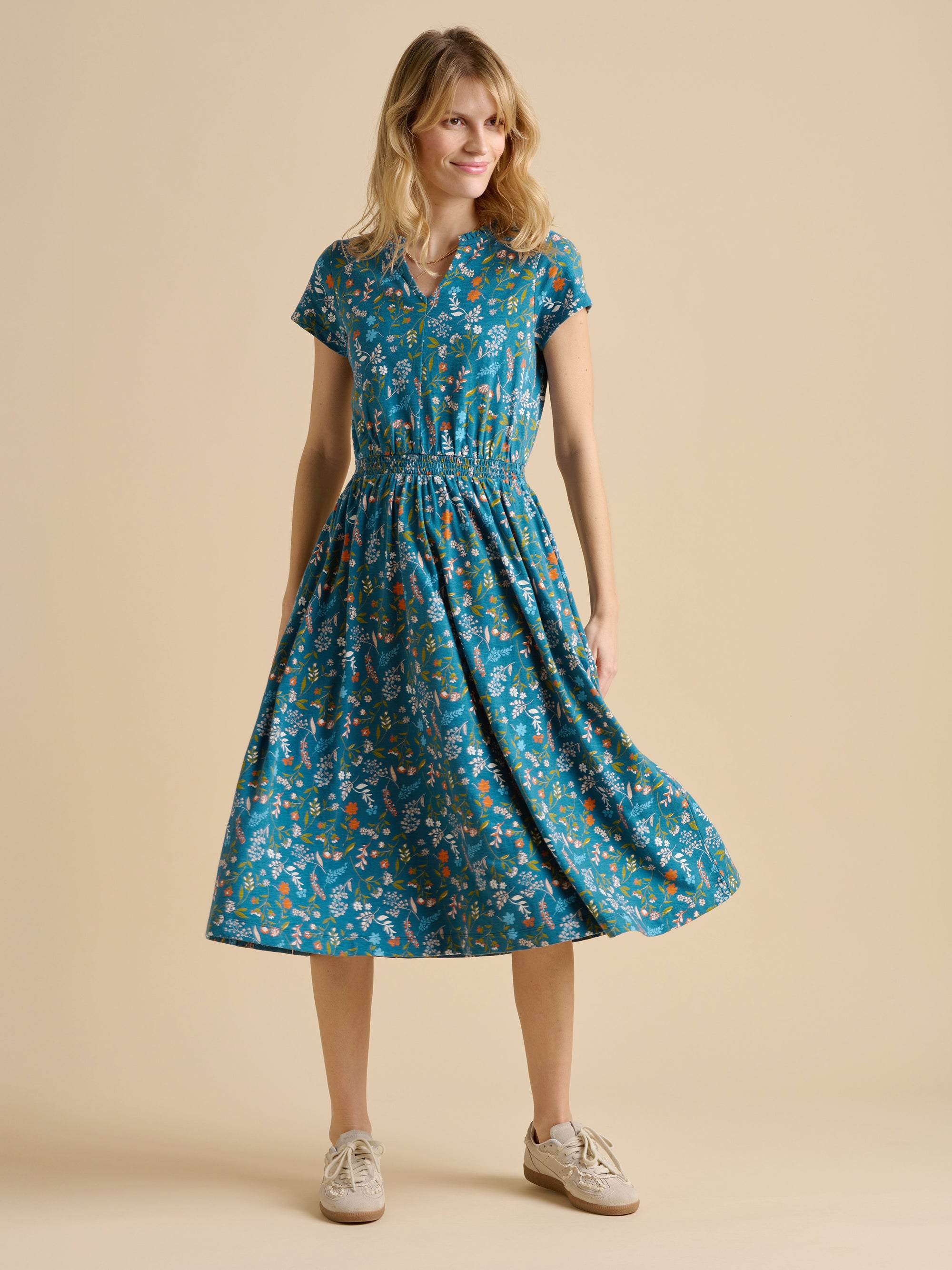 Teal Shoreline Meadow Midi Dress