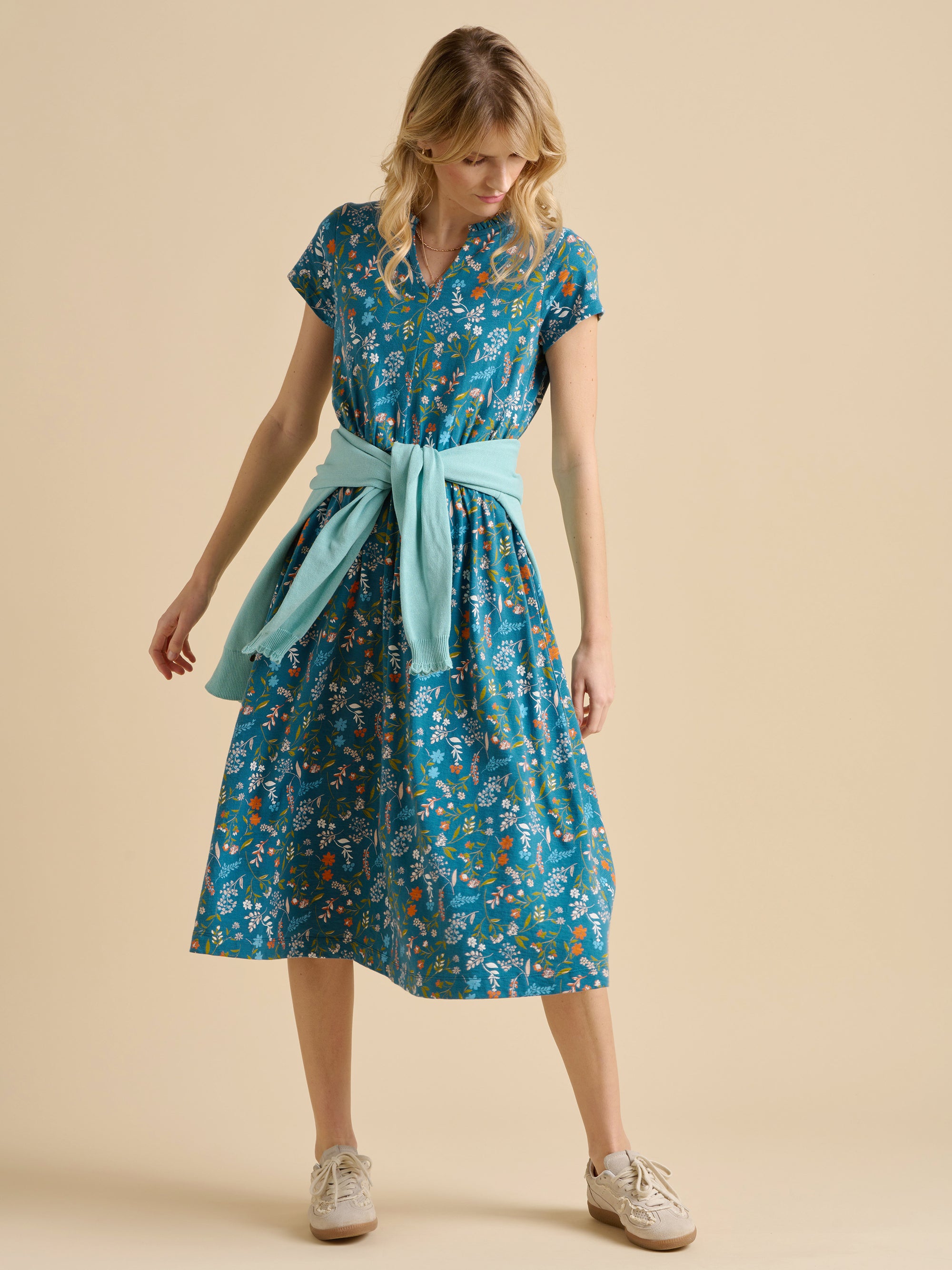 Teal Shoreline Meadow Midi Dress