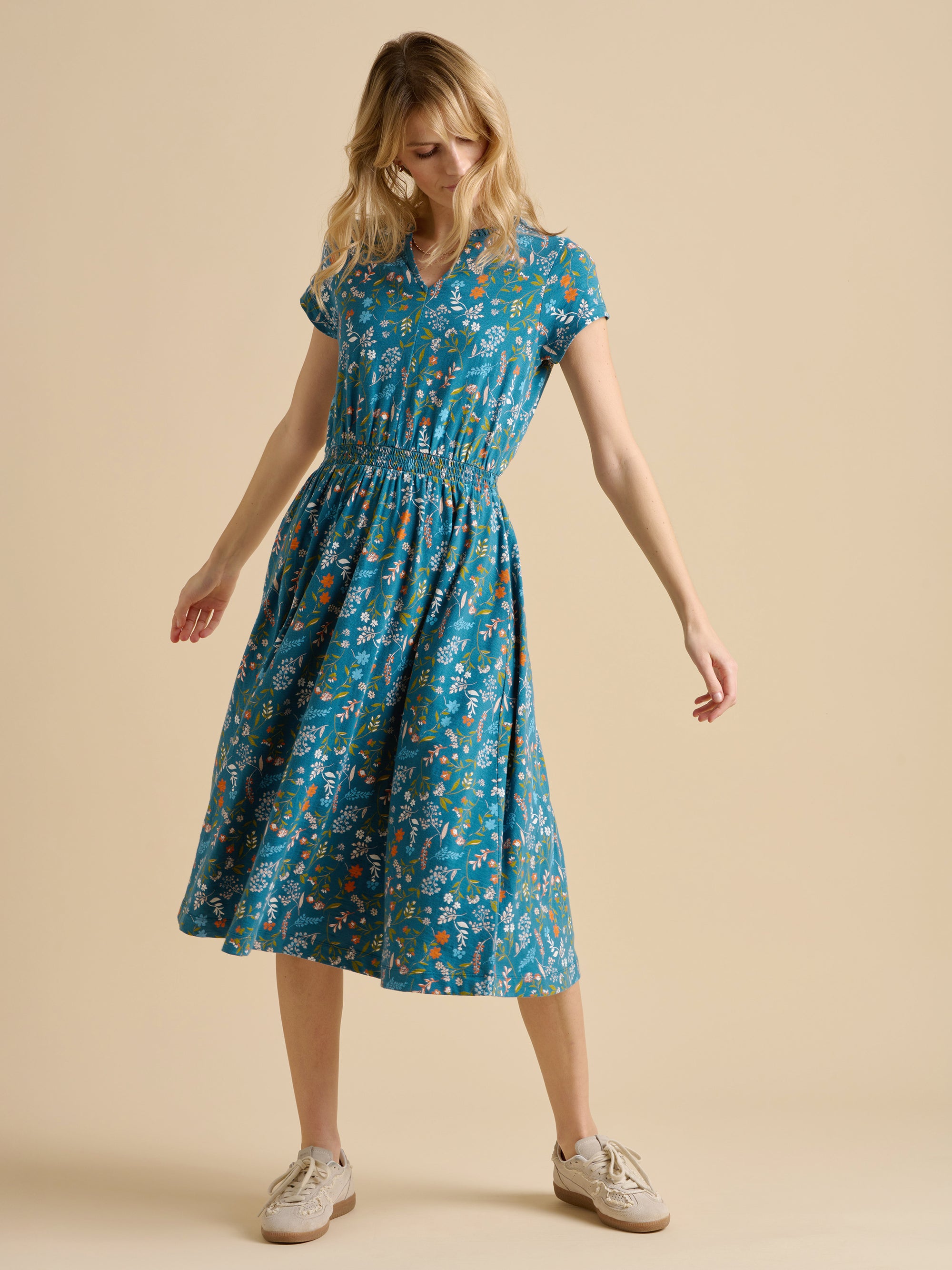 Teal Shoreline Meadow Midi Dress