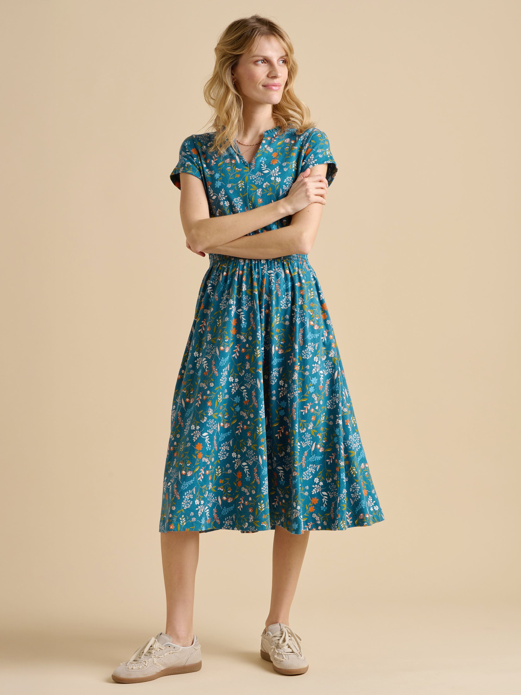 Teal Shoreline Meadow Midi Dress