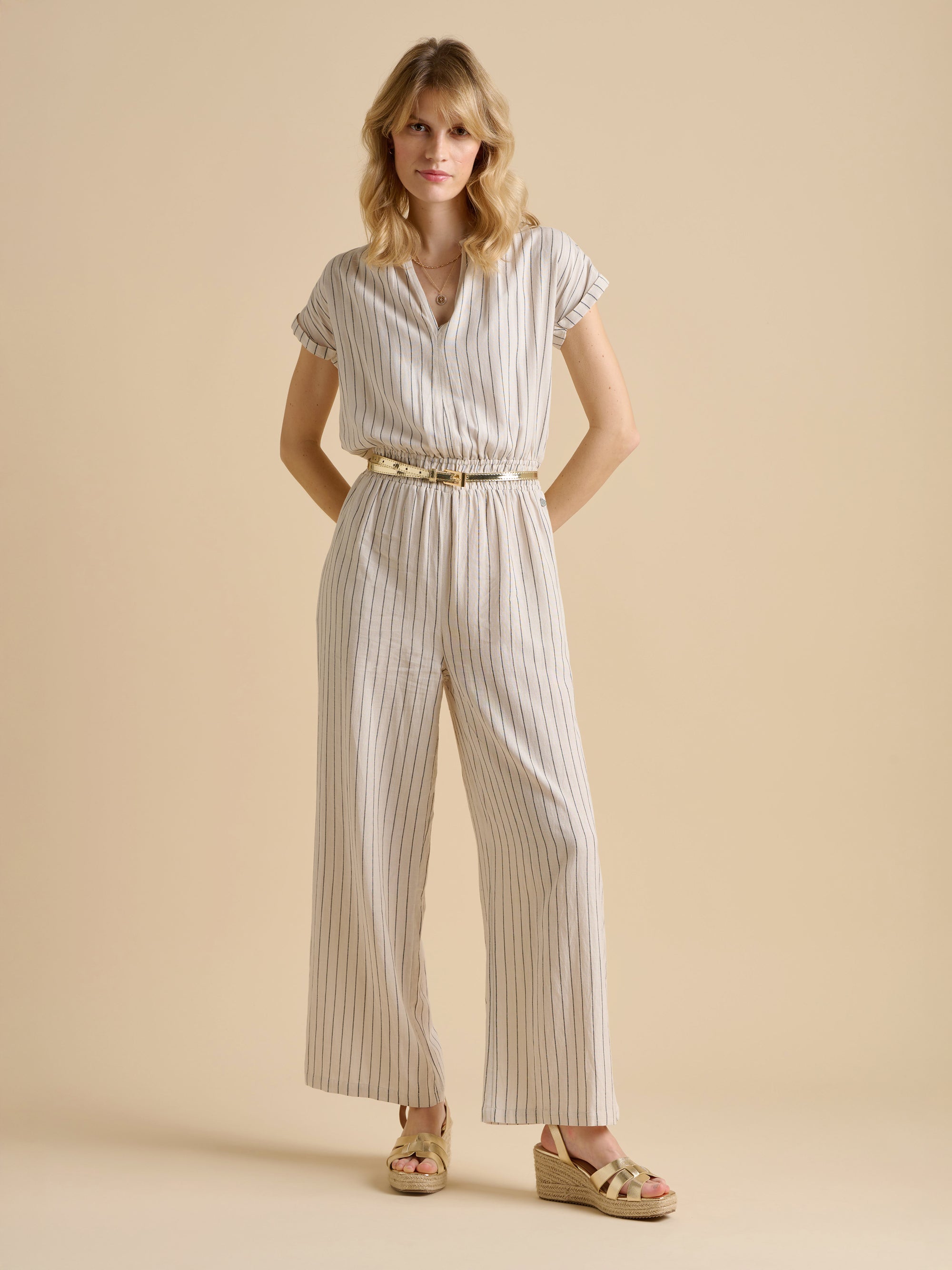 Wide Leg Stripe Jumpsuit