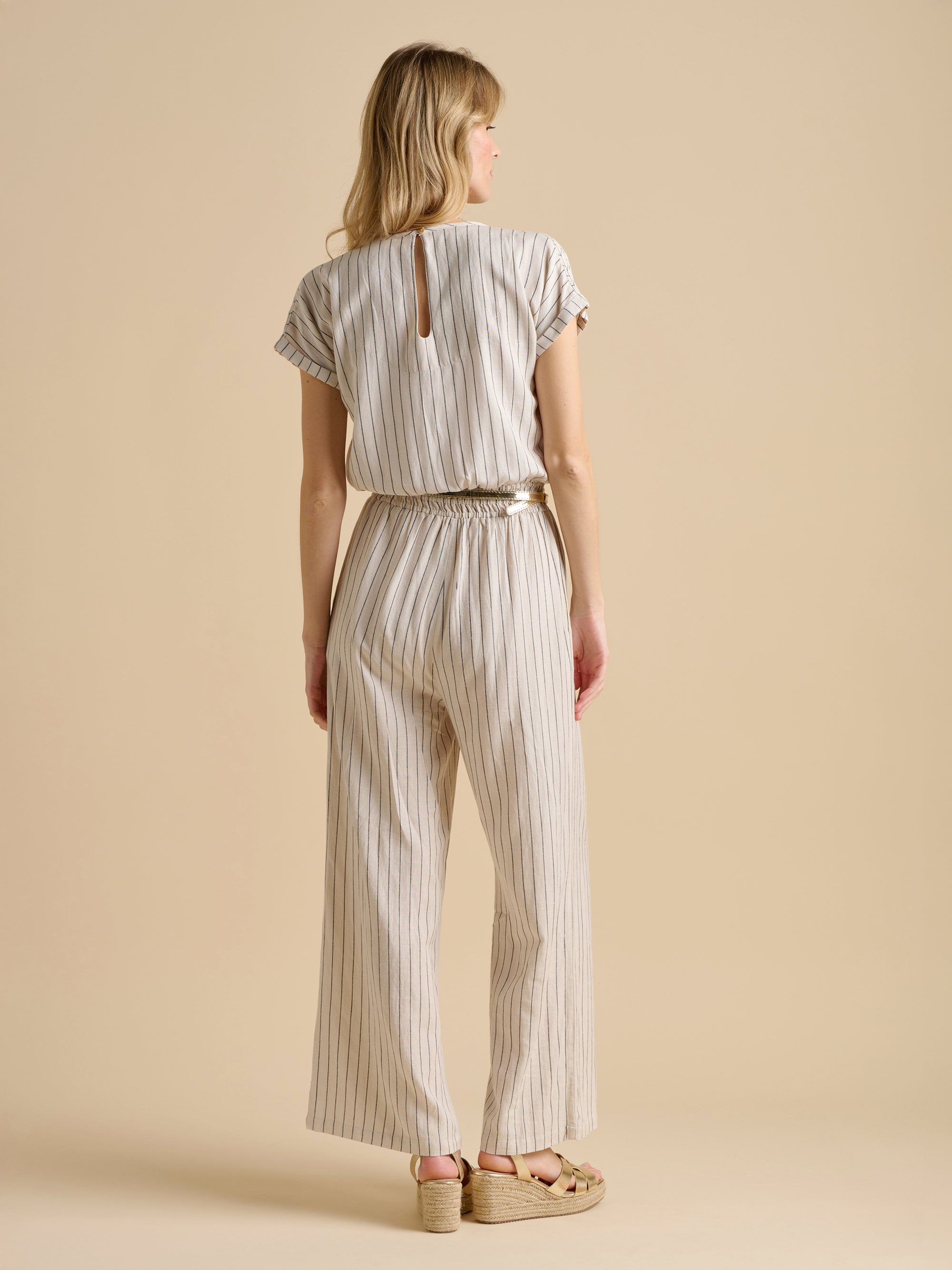 Wide Leg Stripe Jumpsuit