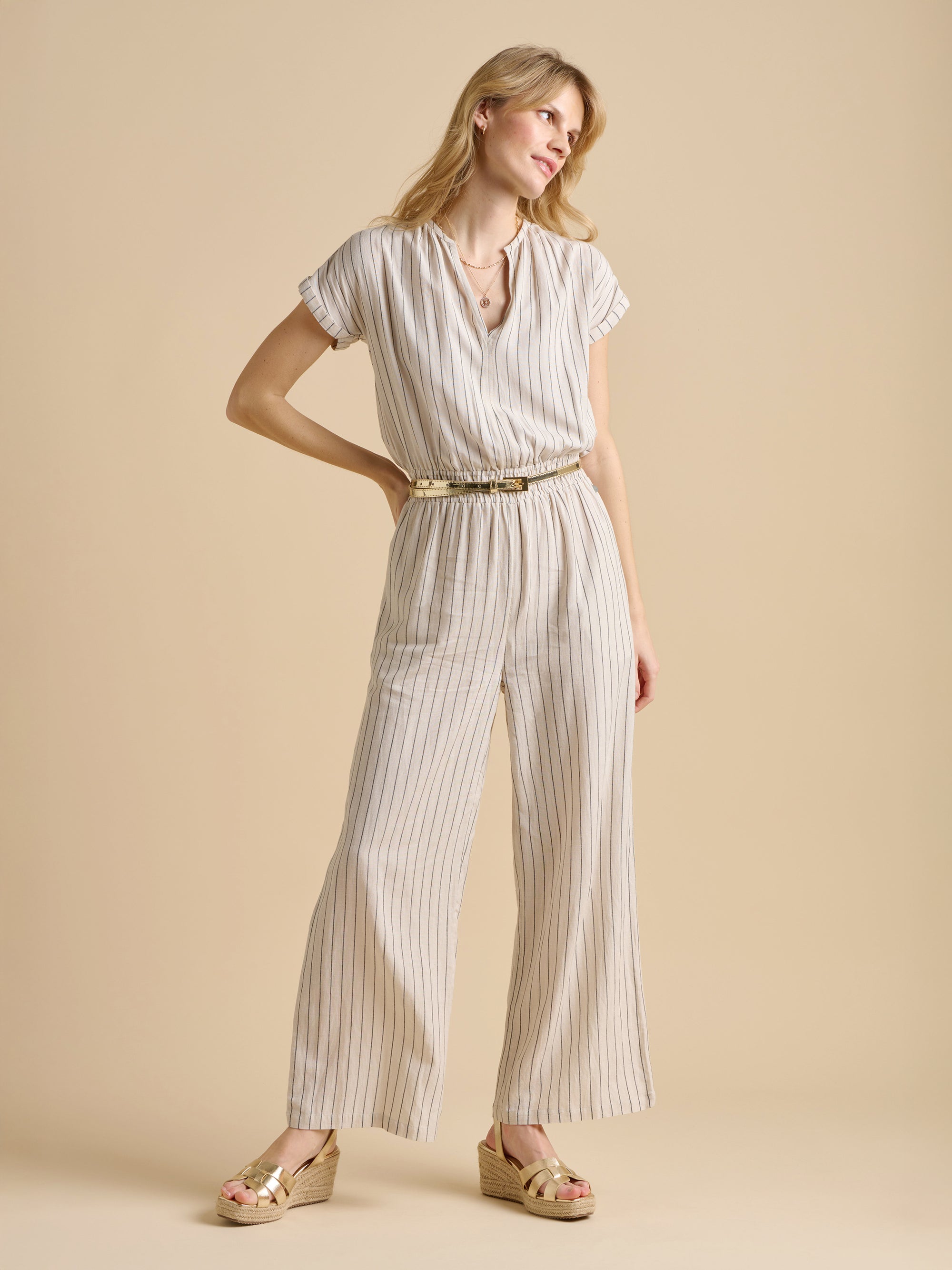 Wide Leg Stripe Jumpsuit