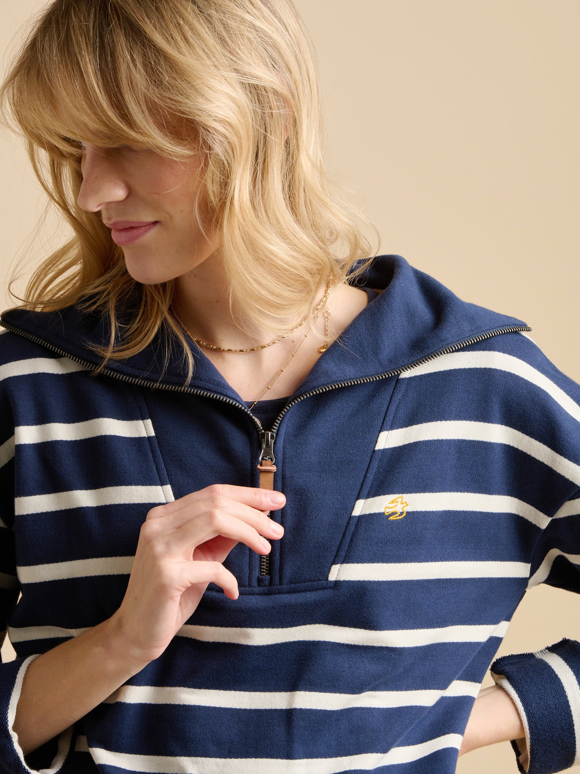 Stripe Quarter Zip Sweat