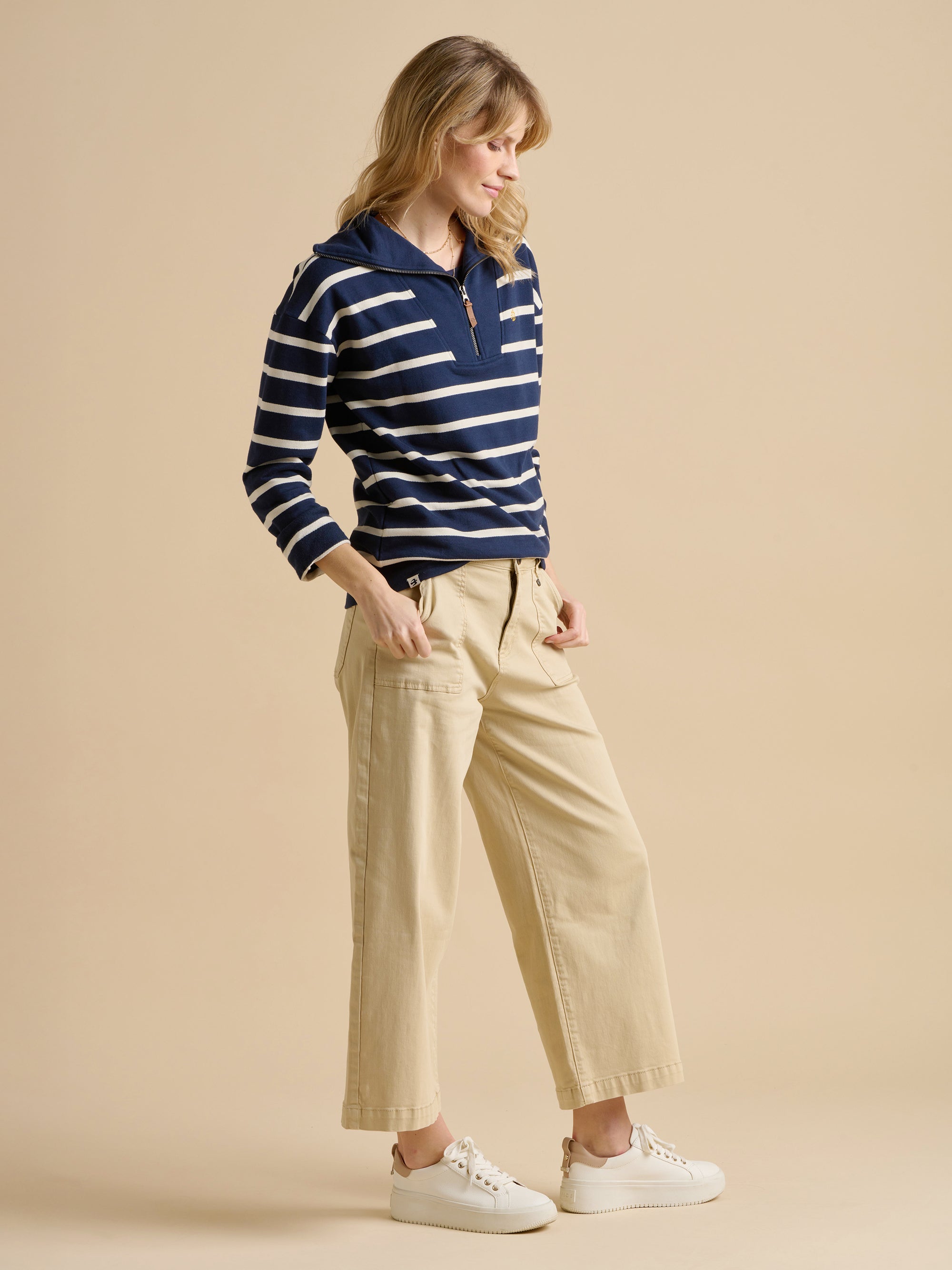 Stripe Quarter Zip Sweat