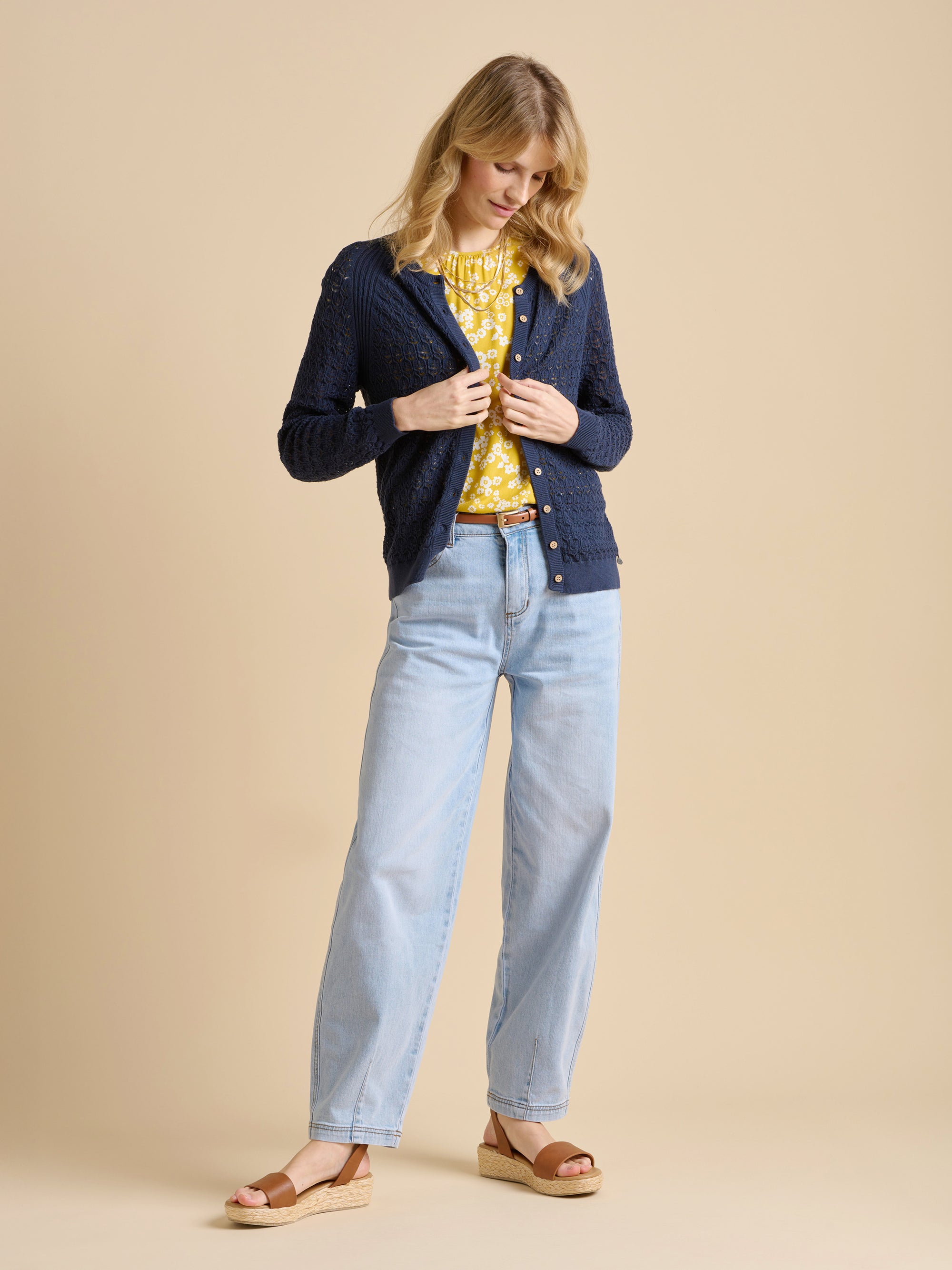 Navy Pointelle Cardigan