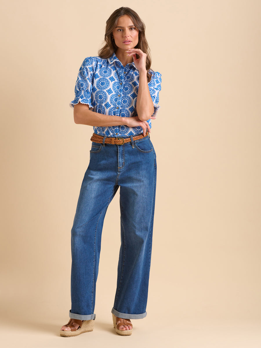 JOE'S Womens Blue Belted Wide Leg Jeans