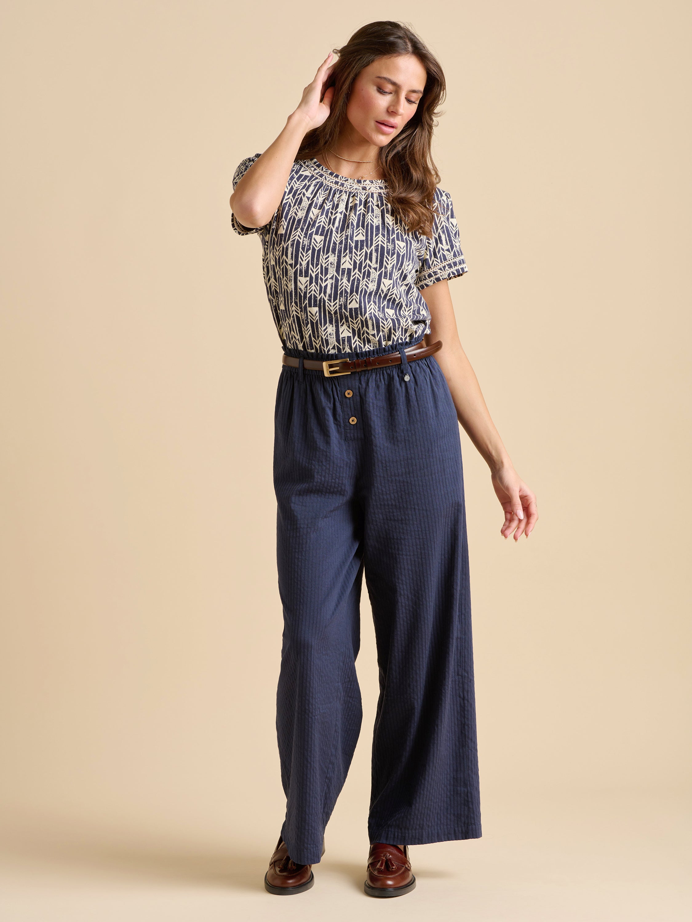 Womens Navy Paper Bag Trouser Brakeburn