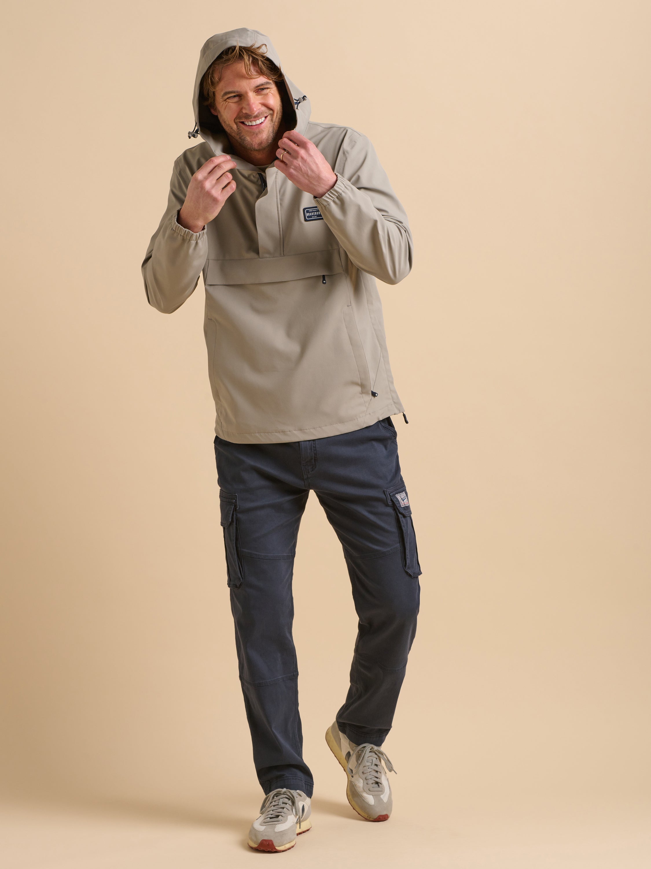 Mens Beige Over Head Jacket Brakeburn - Main Image