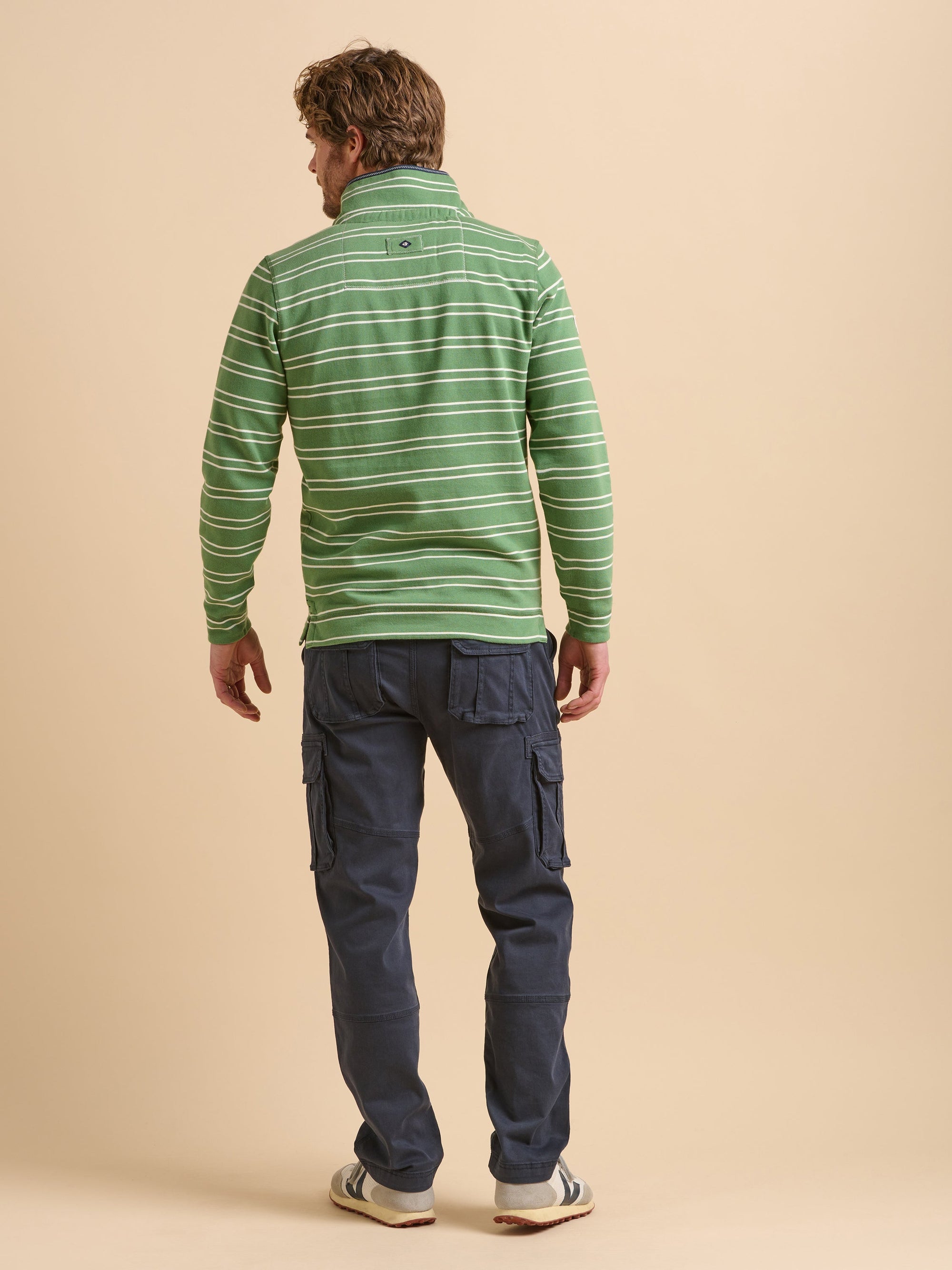 Green Stripe Quarter Zip Sweat