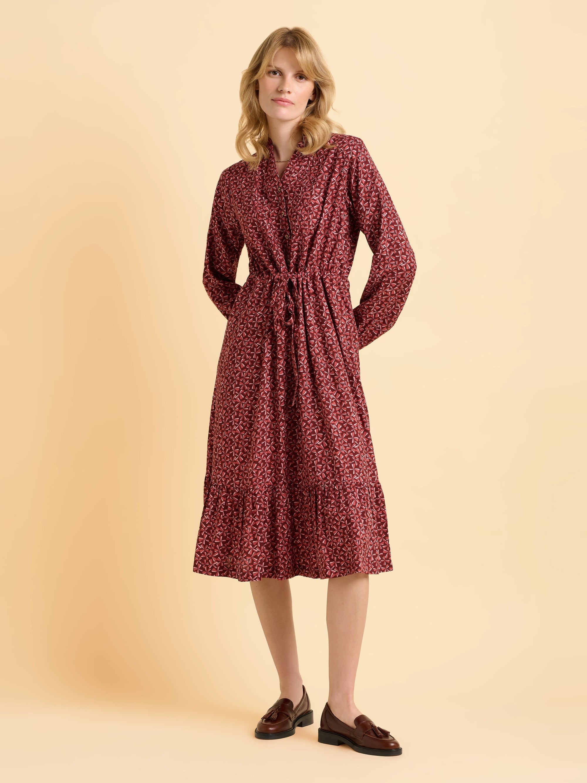 Meadow Burgundy Midi Dress