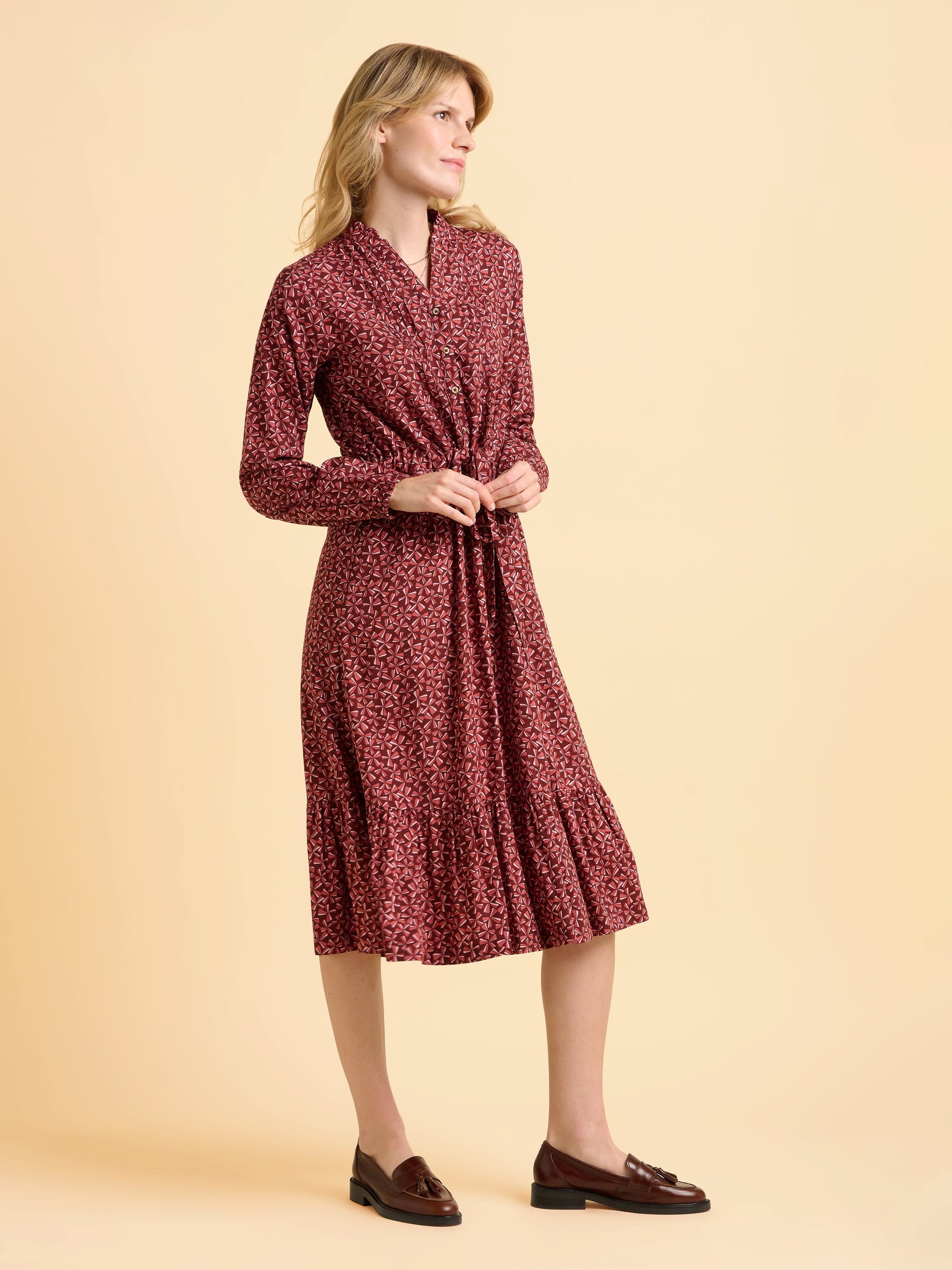 Meadow Burgundy Midi Dress