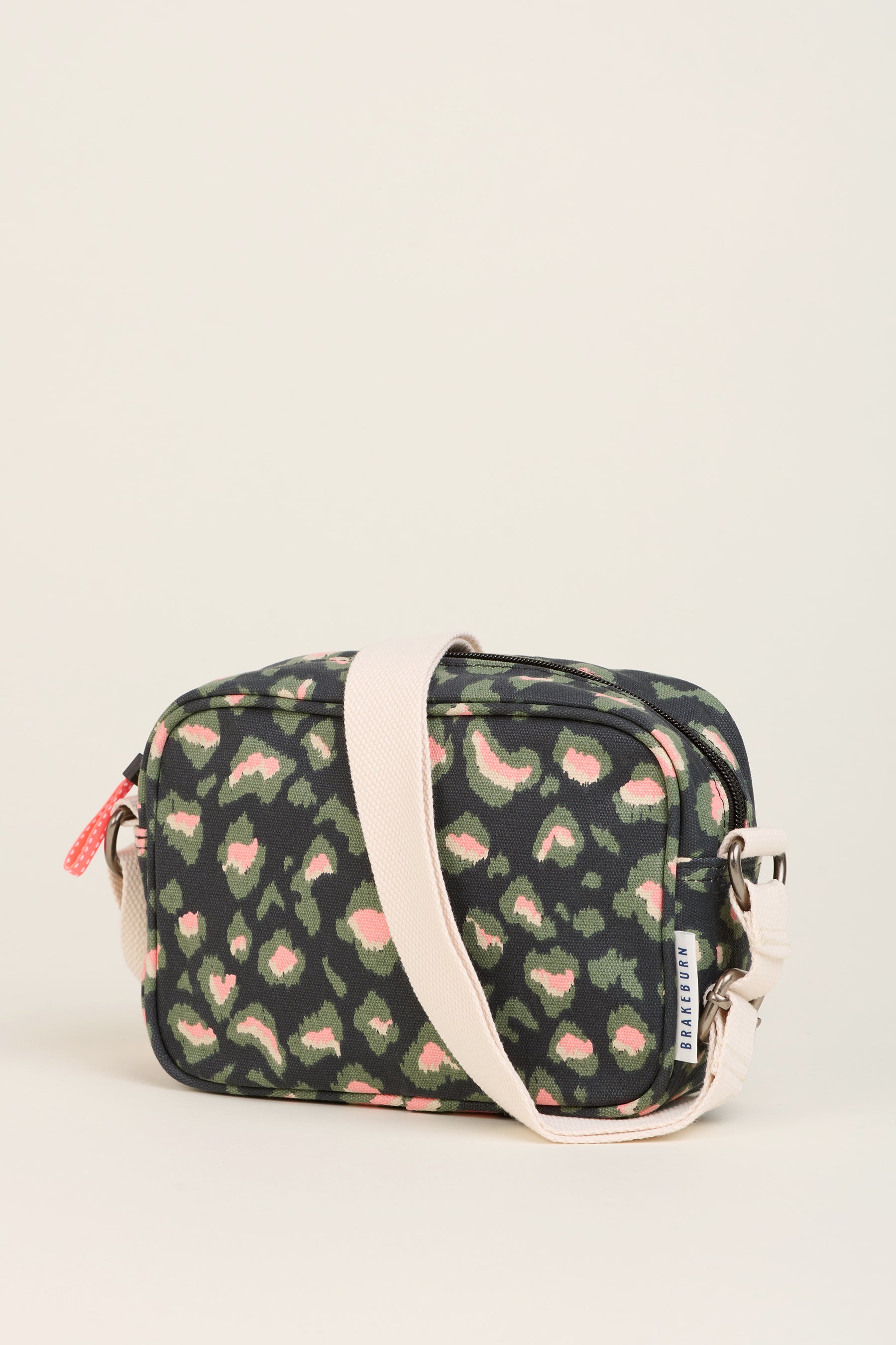 Khaki Leopard Print Medium Camera Crossbody Bag