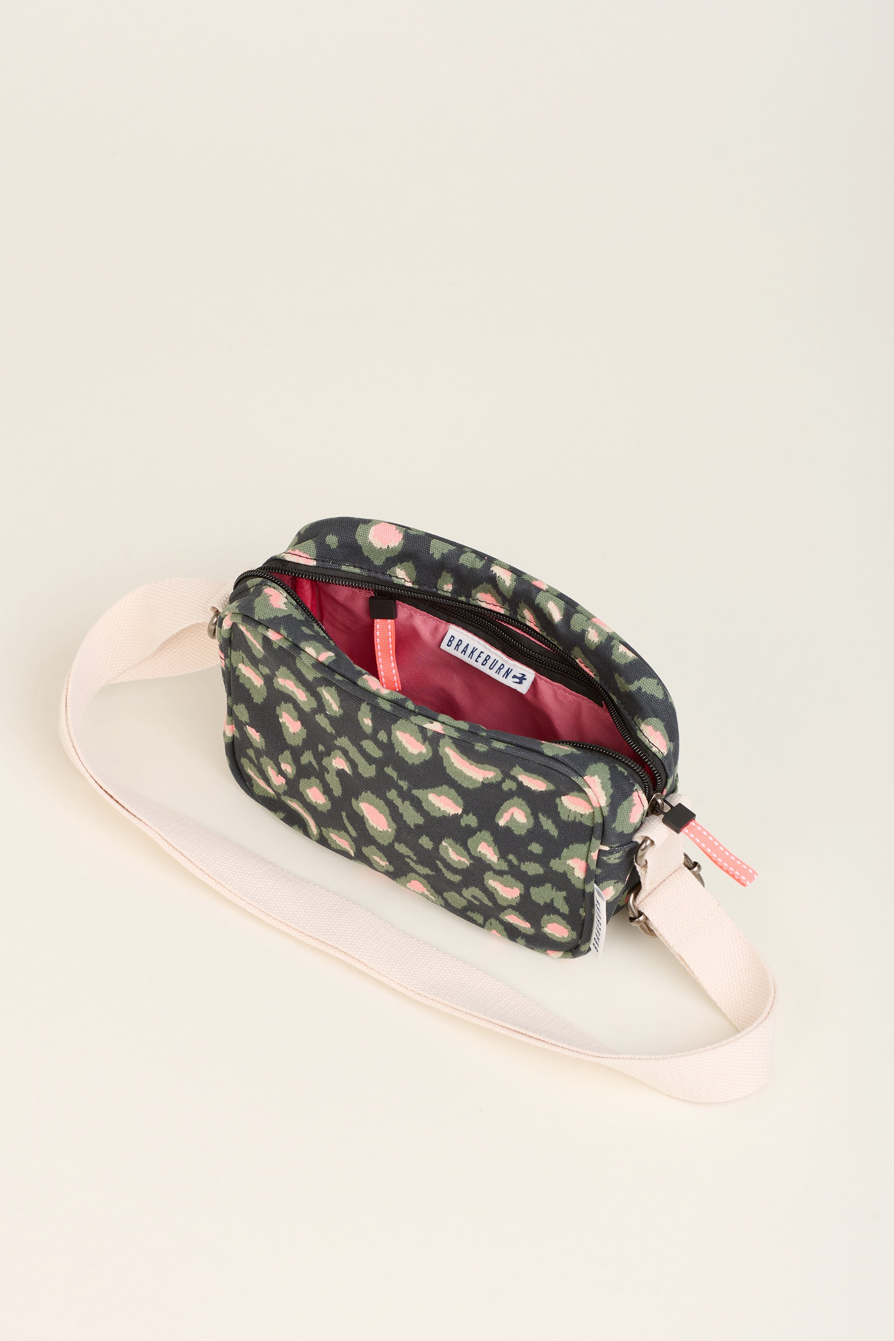 Khaki Leopard Print Medium Camera Crossbody Bag