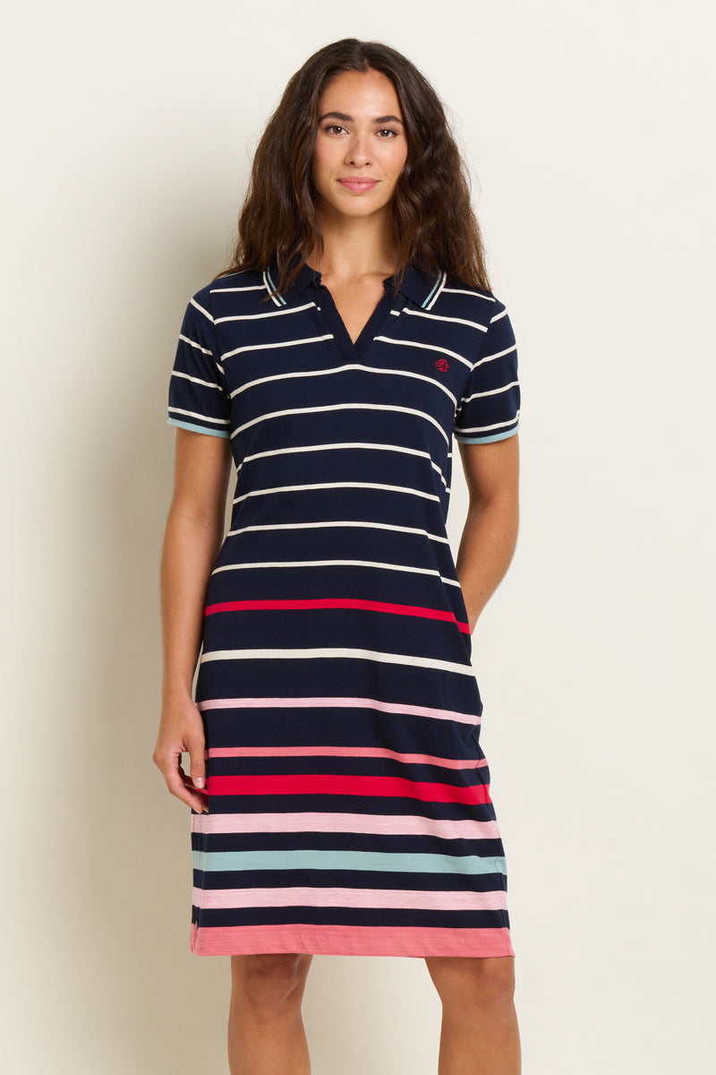 Scalloped Polo Dress / navy Msize