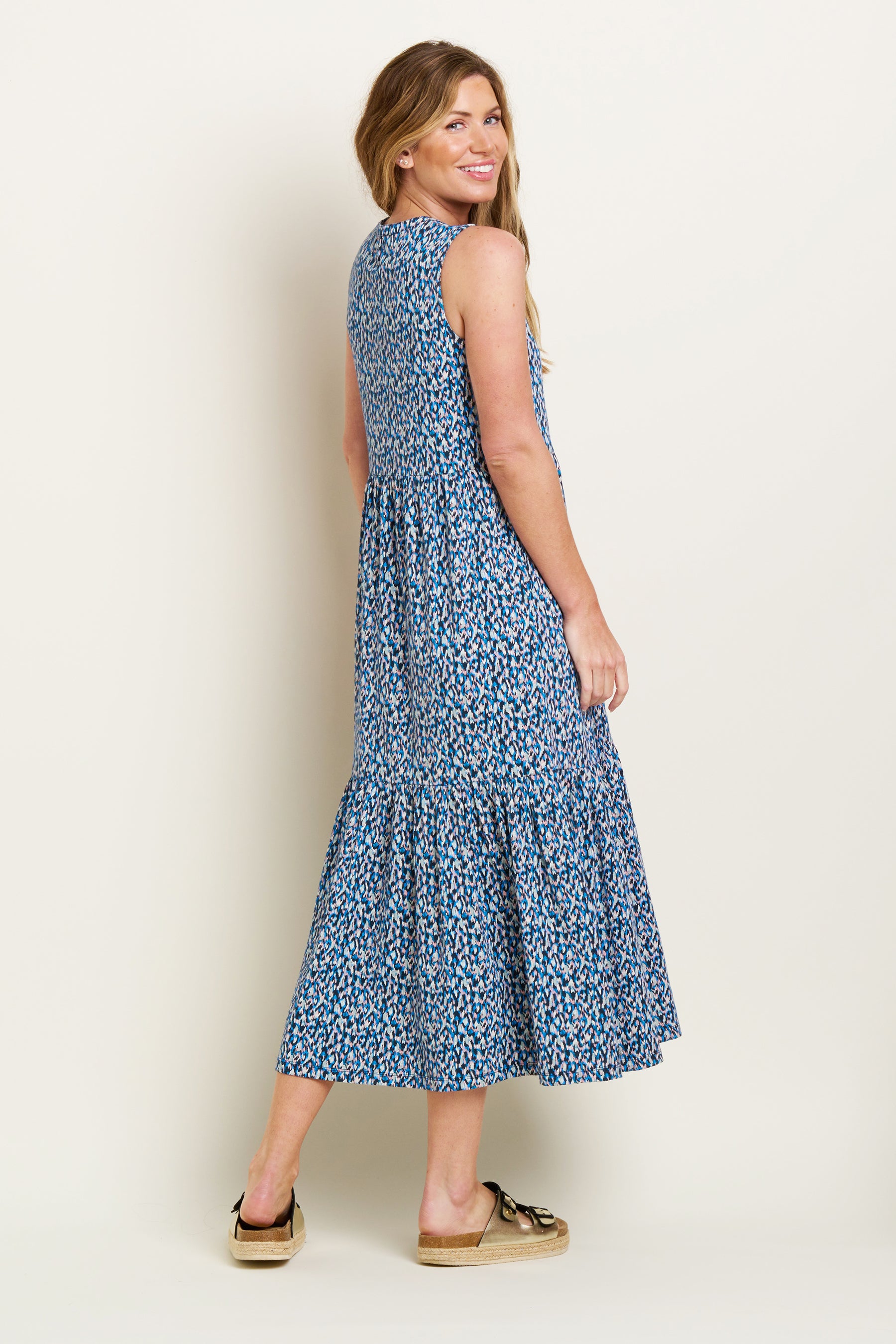 Brushed Camo Notch Maxi Dress