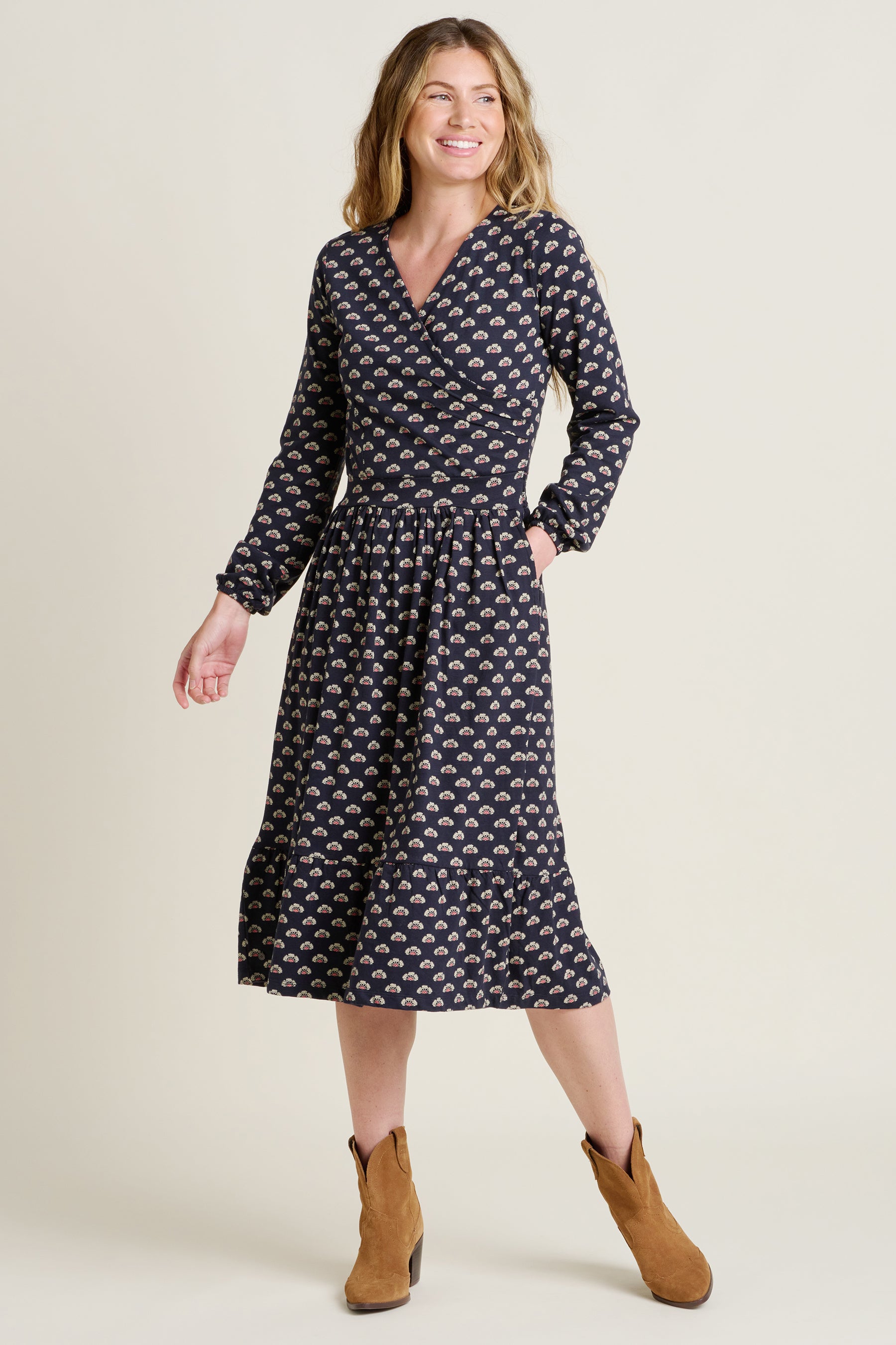 Women's Navy Annie Wrap Dress | Brakeburn Women's Navy Annie Wrap Dress | Brakeburn