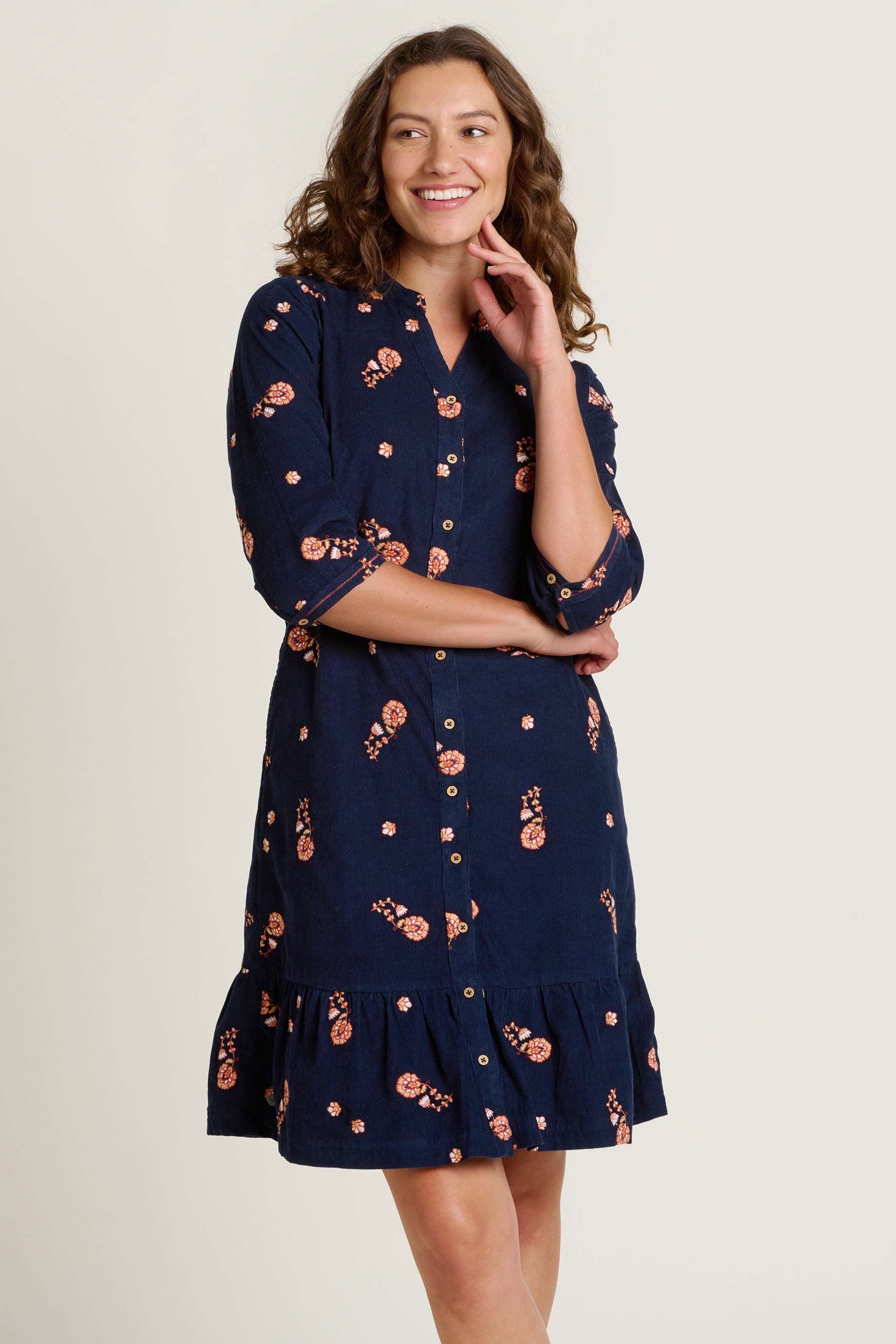 Women's Navy Maeve Knee Length Shirt Dress | Brakeburn Women's Navy Maeve Knee Length Shirt Dress | Brakeburn