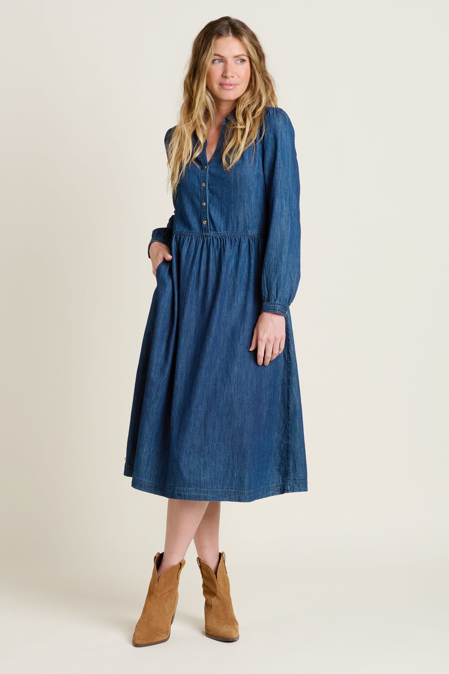 brakeburn denim dress Womens Navy Jetty Midi Dress