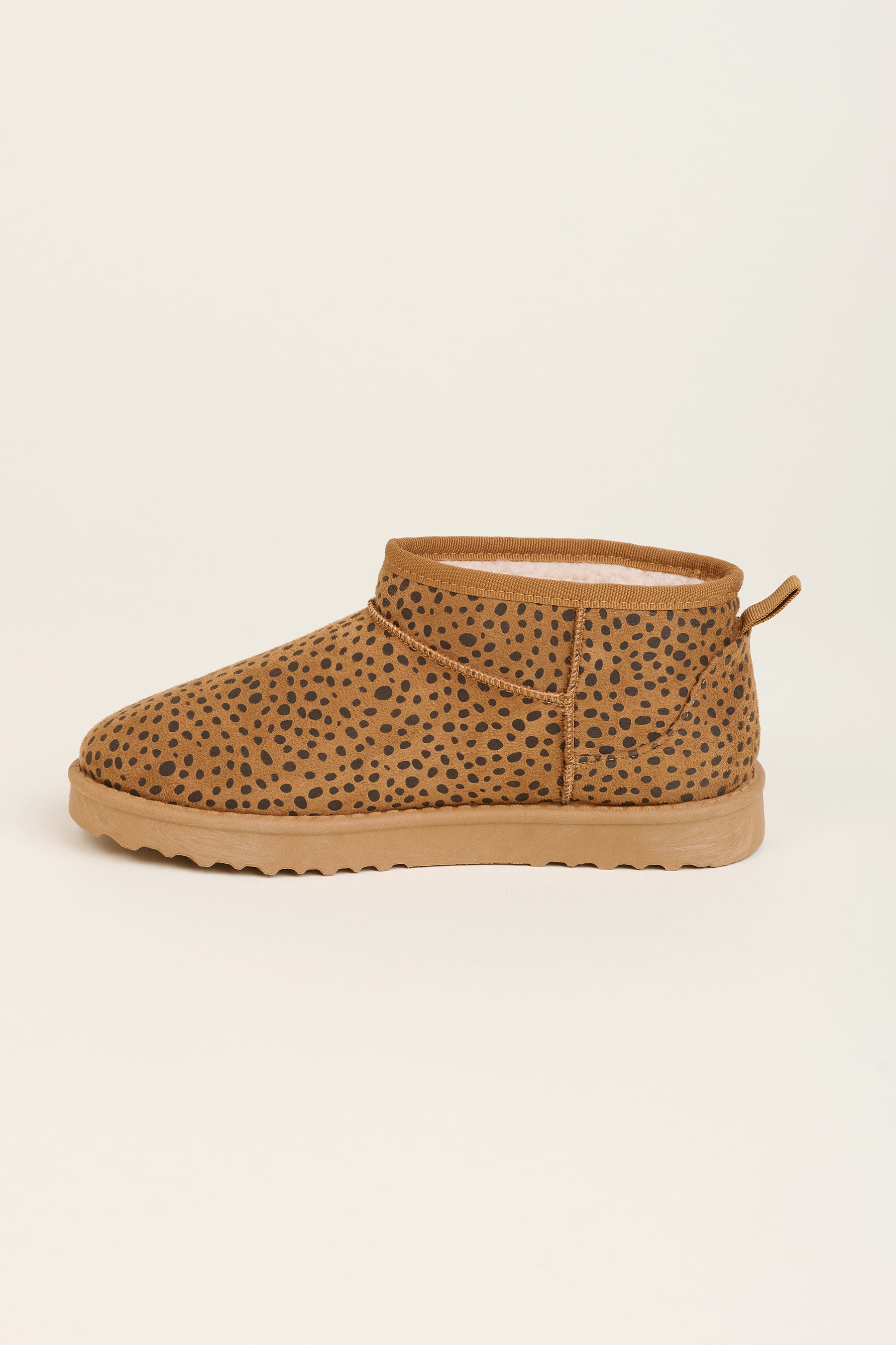 Leopard Spot Faux Suede Slipper Boots