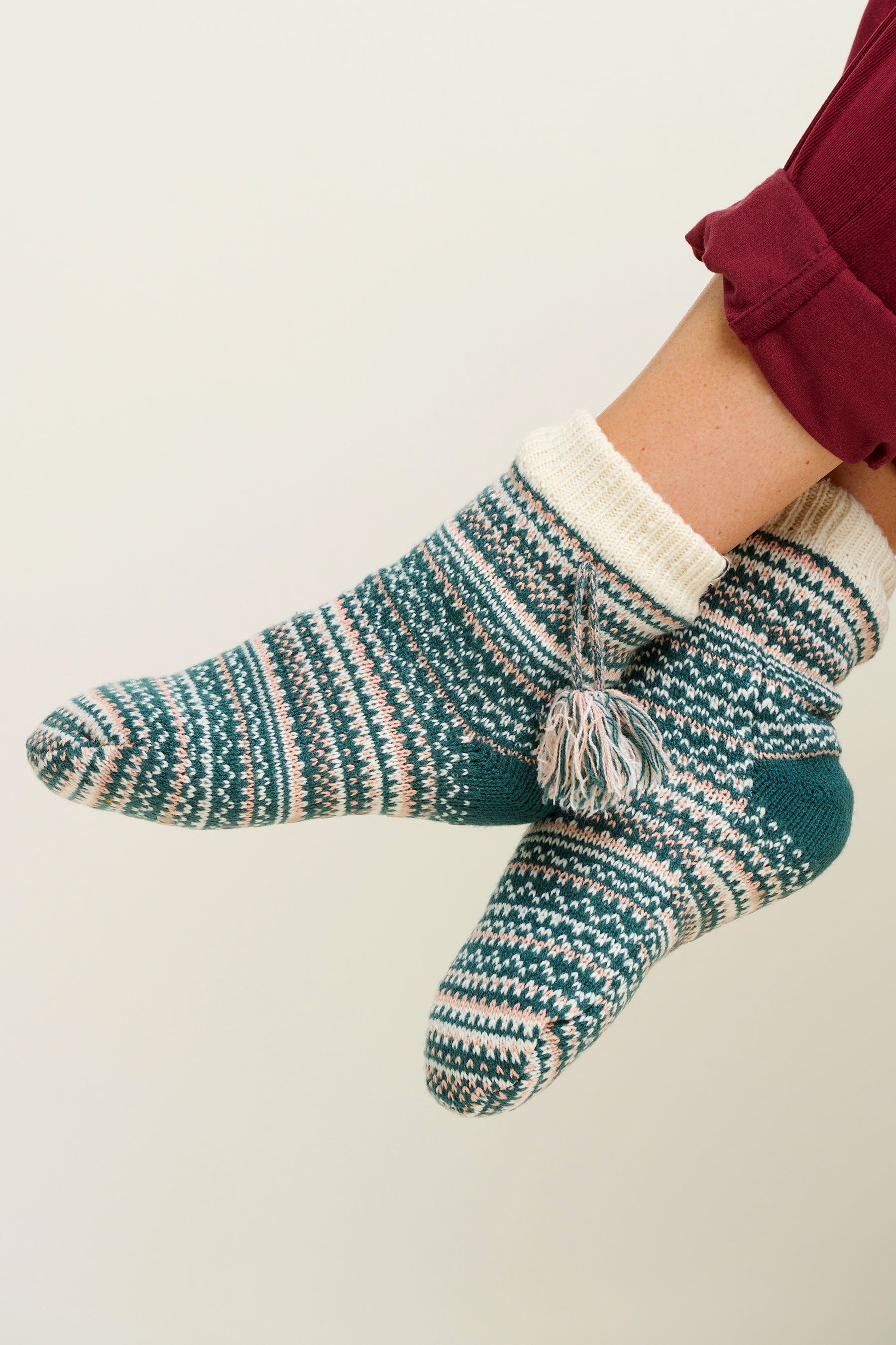 Fairisle Knitted Slipper Socks