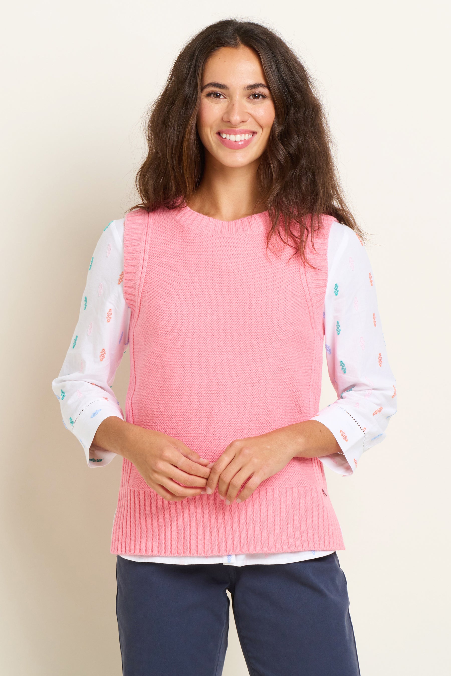 Women's Pink Dip Hem Knitted Vest | Brakeburn Women's Pink Dip Hem Knitted Vest | Brakeburn