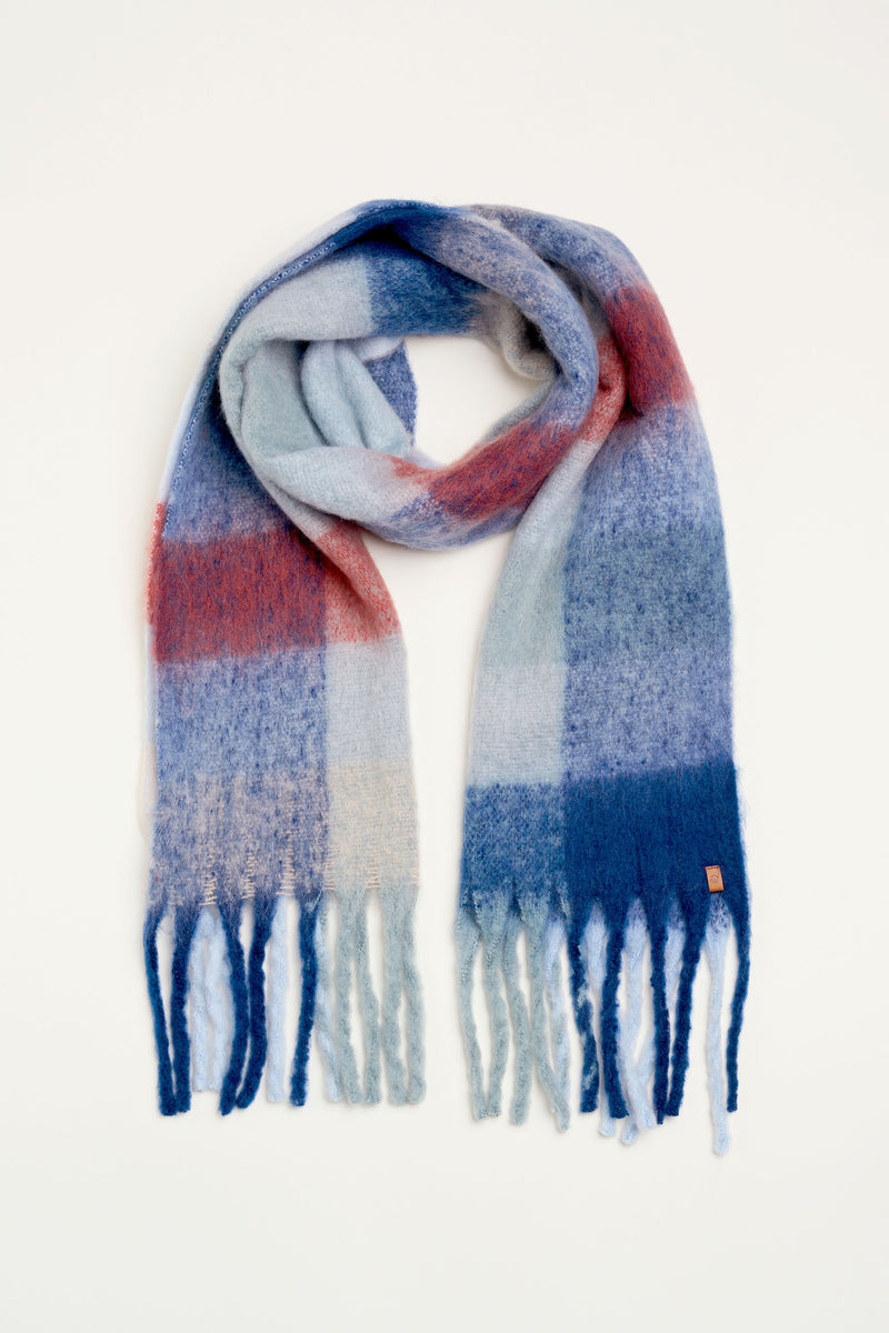Navy Mix Check Scarf | Brakeburn