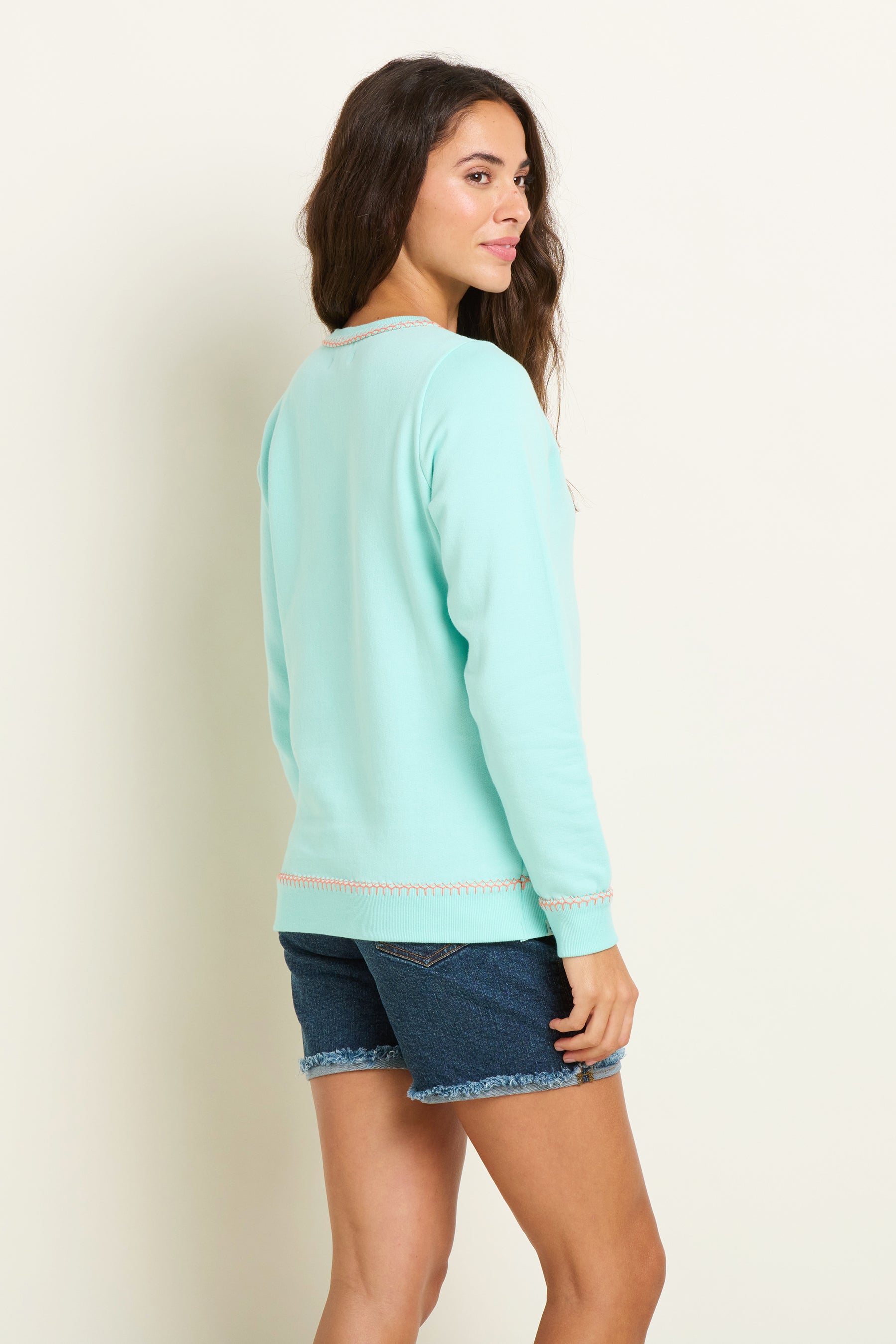 Blanket Stitch Crew Neck Sweatshirt