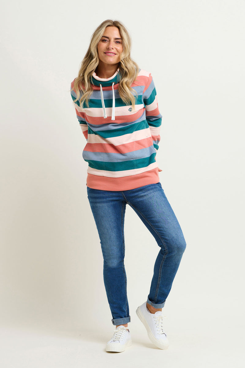 Stripe Cowl Neck Sweatshirt