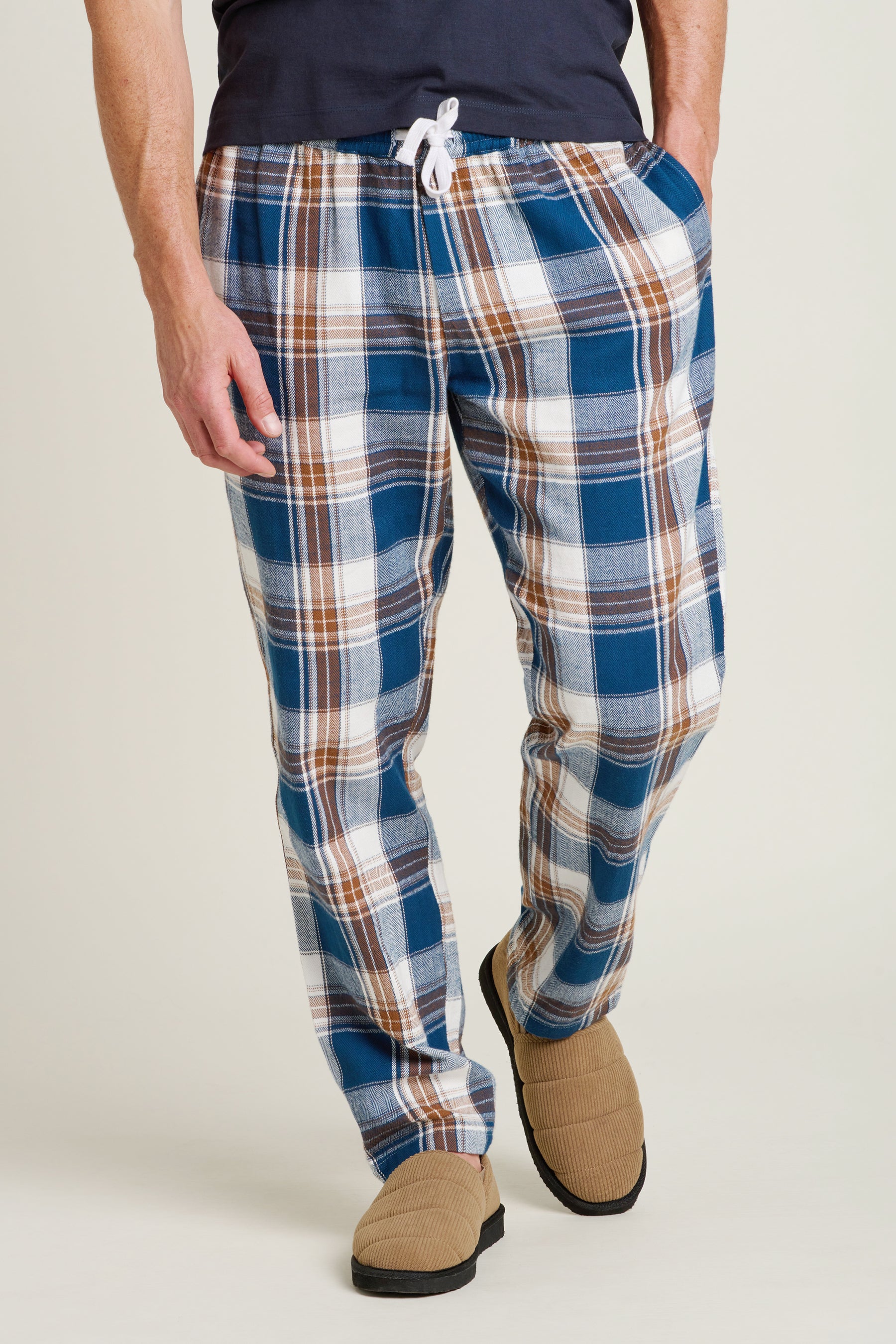 Men's Blue Winter Check Pyjama Bottoms Brakeburn - Main Image