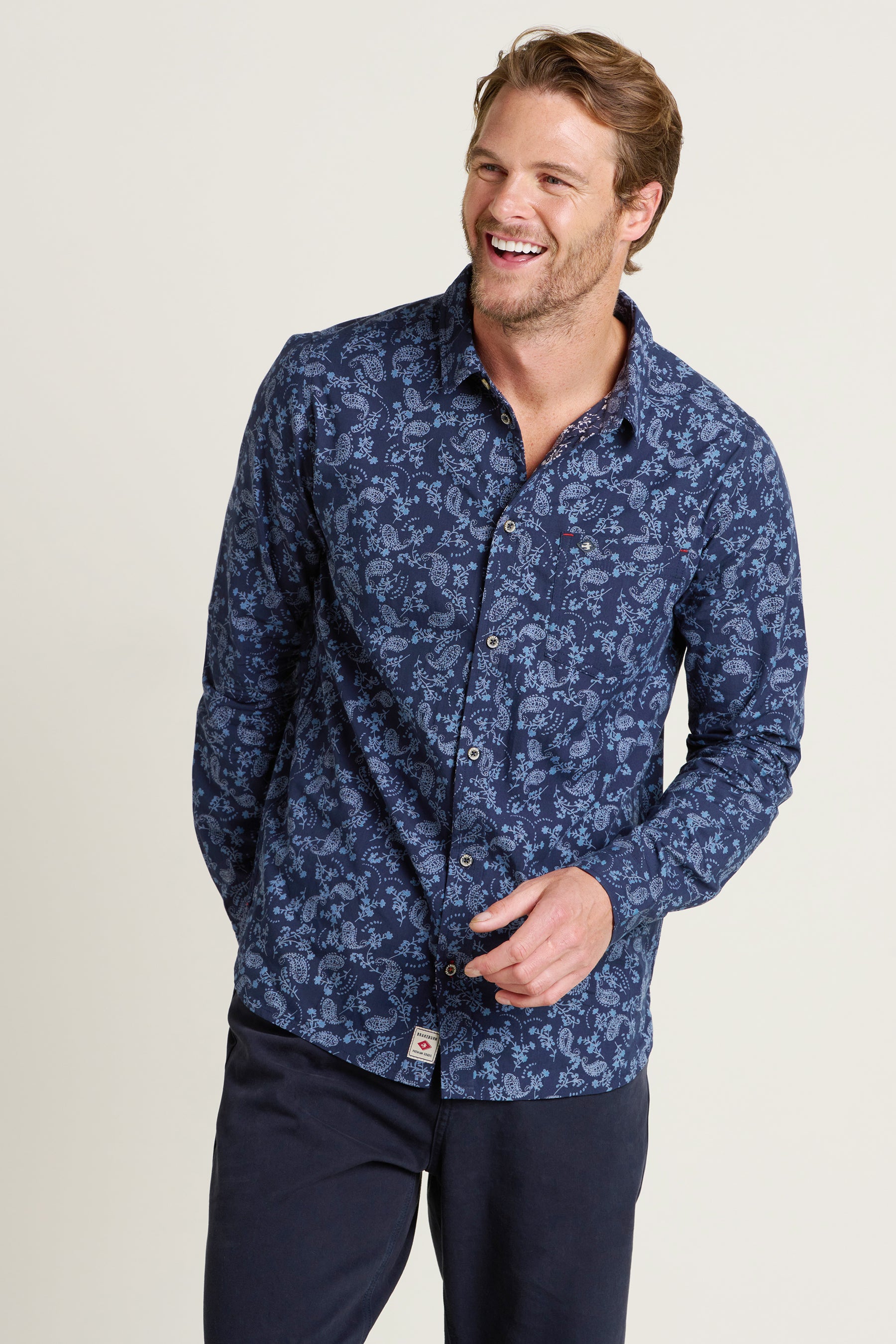 men's patterned dress shirts Men's Blue Paisley Shirt