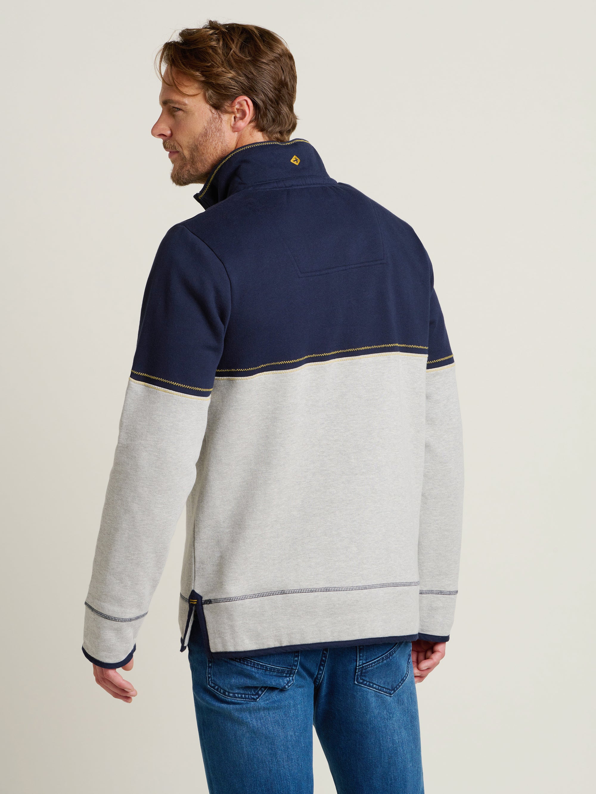Men's Colour Block Quarter Zip Sweatshirt