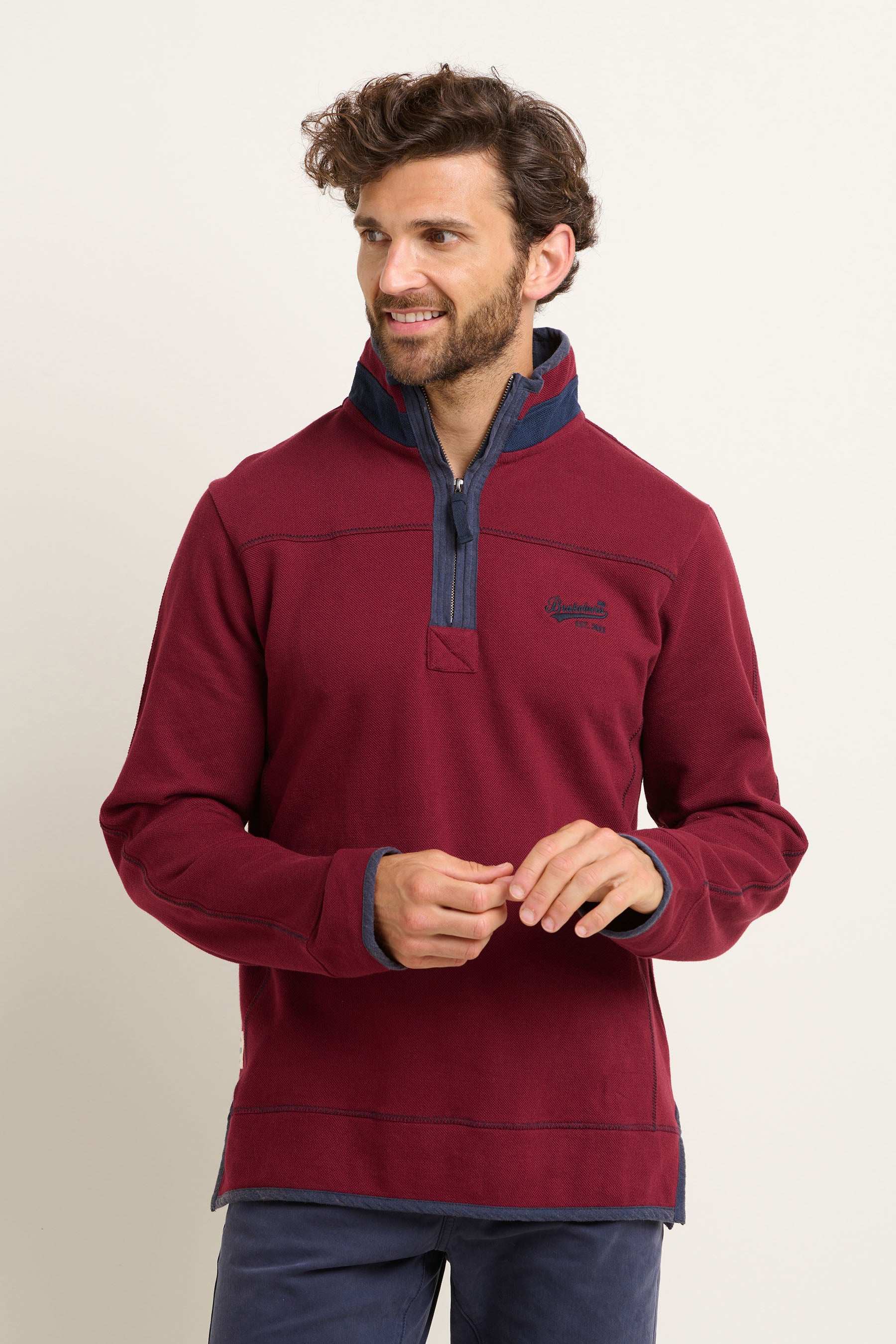 Burgundy Pique Quarter Zip Sweatshirtshirt