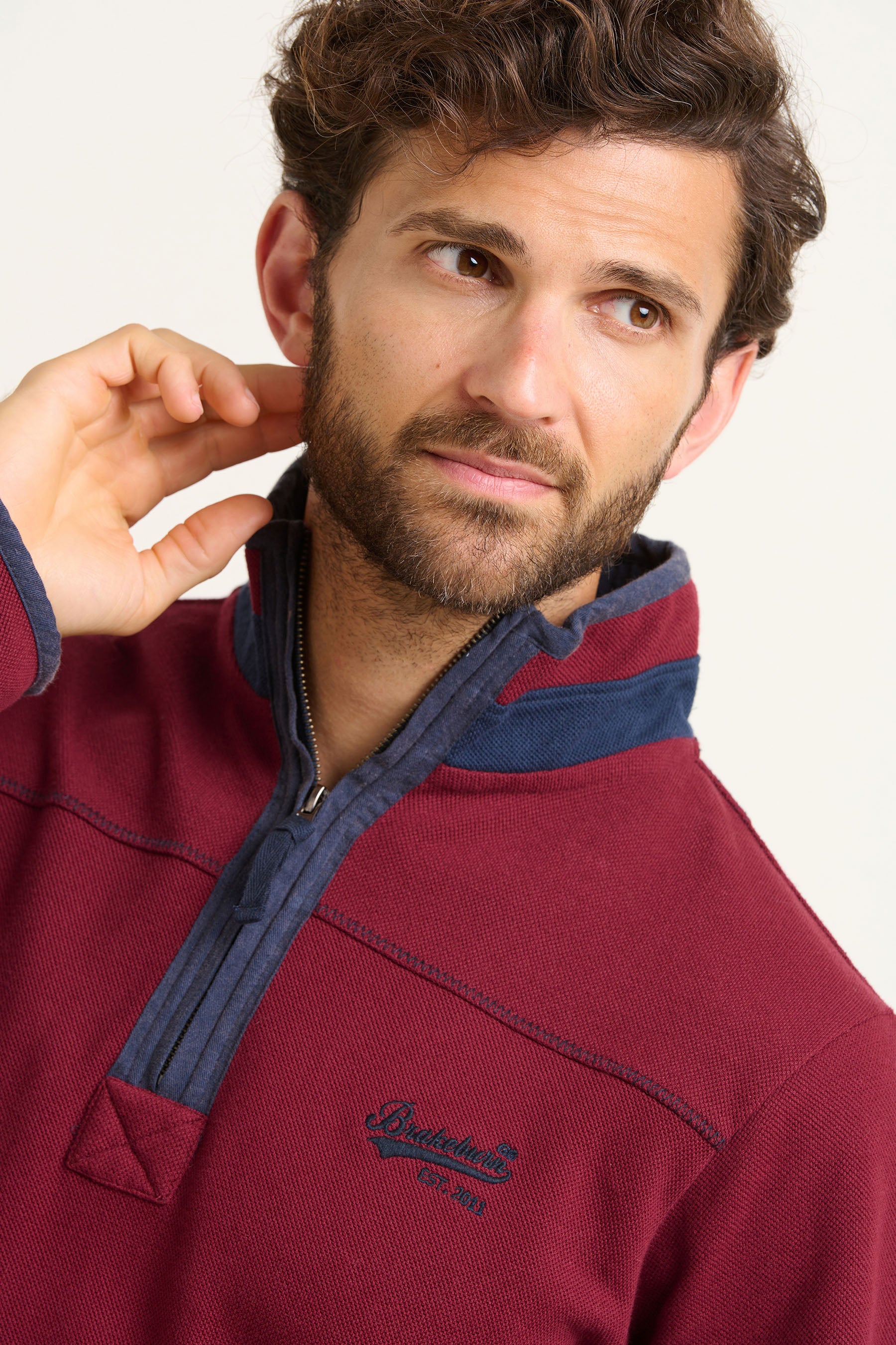 Burgundy Pique Quarter Zip Sweatshirtshirt