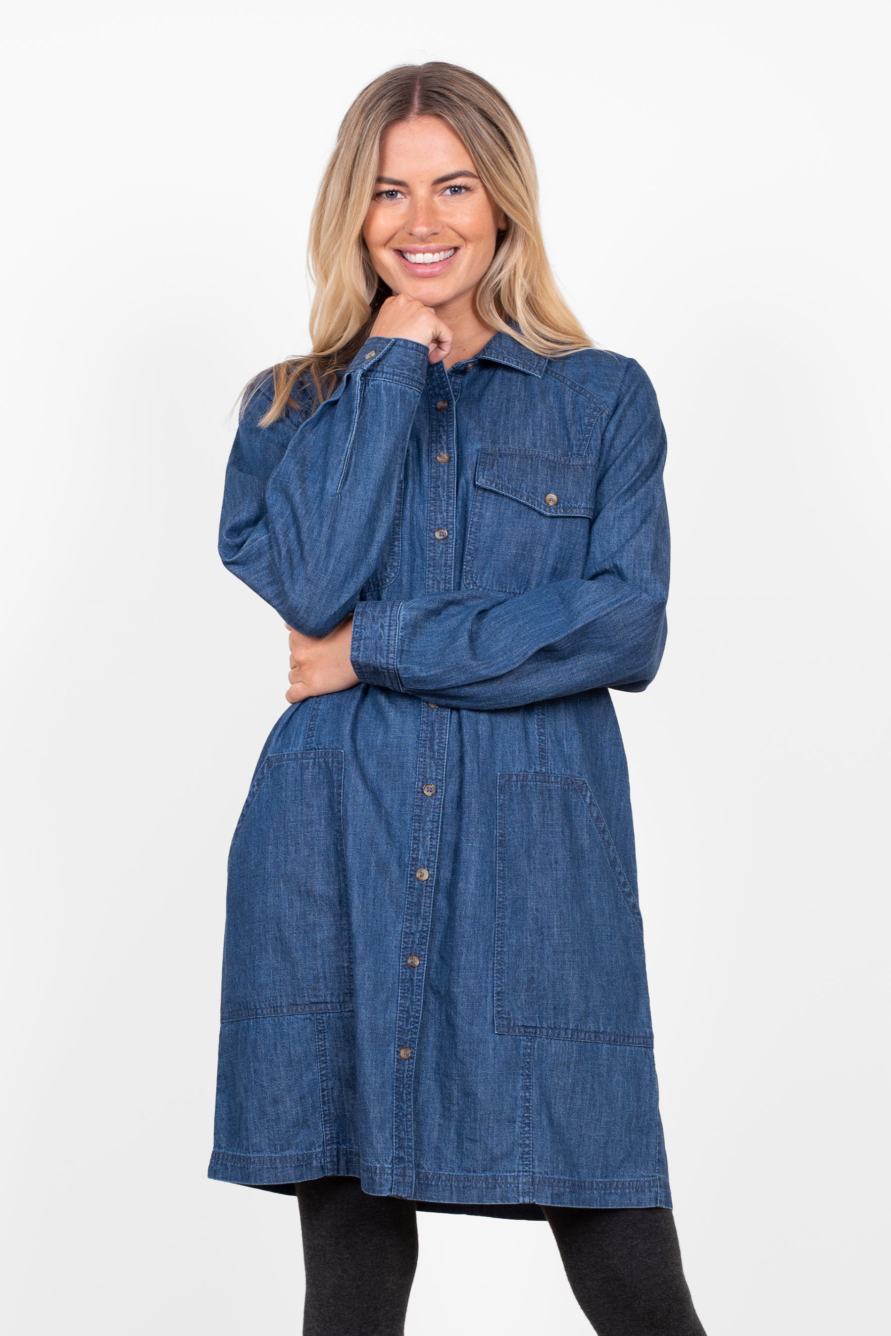 brakeburn denim dress Denim Work Dress | Denim Midi Dress