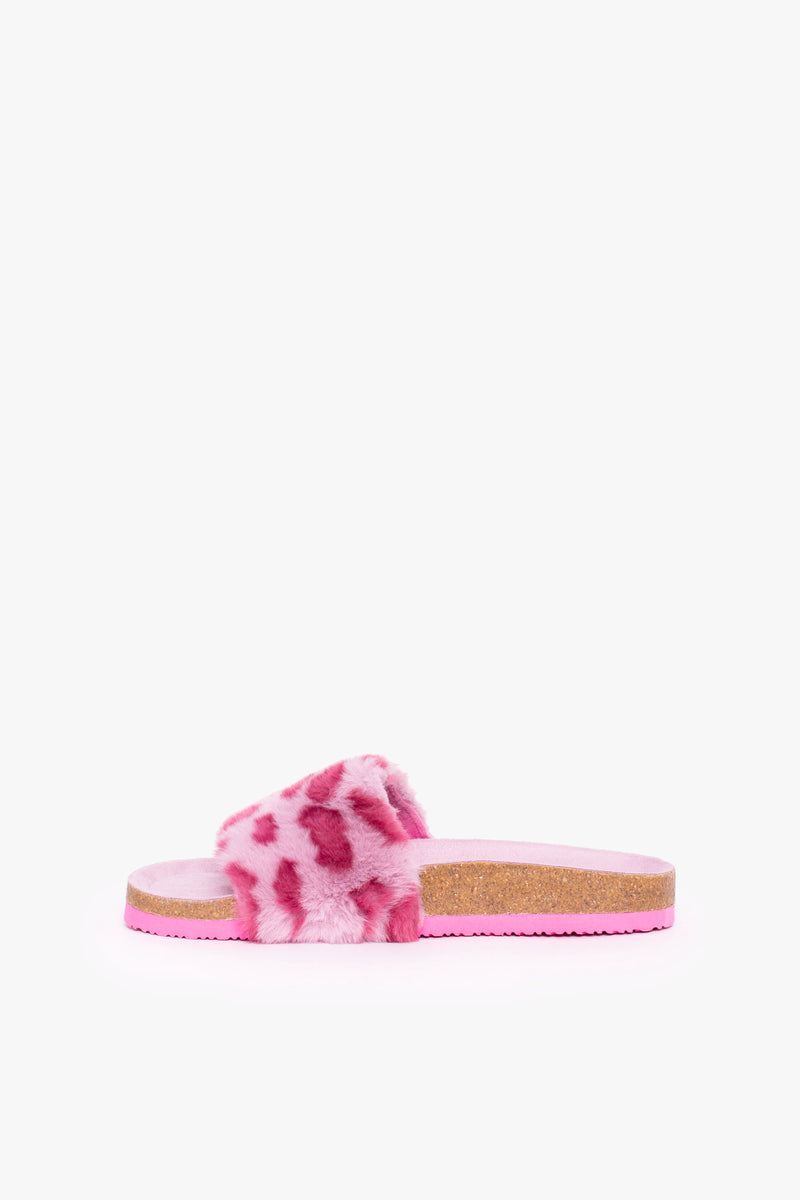 Pink Leopard Fluffy Slippers