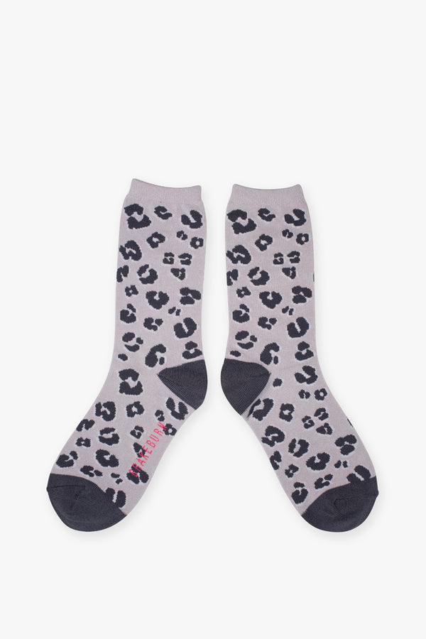 Grey Leopard Socks