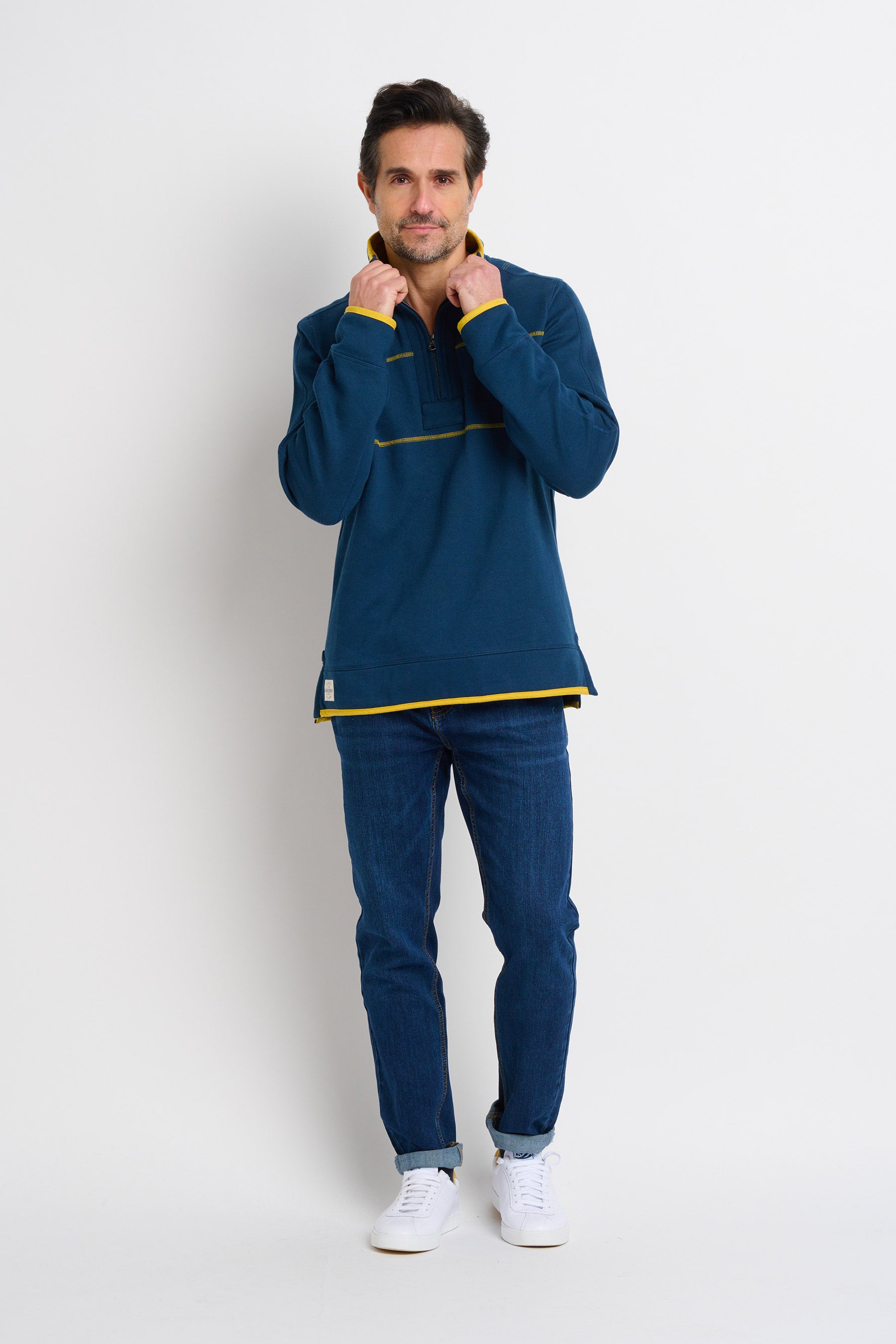 Navy Quarter Zip Sweat