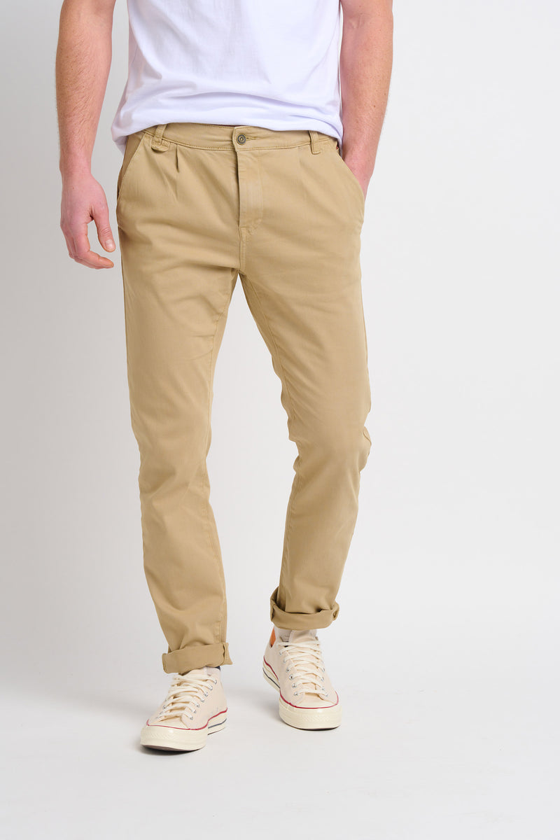 Men's Beige Pleat Front Chinos Brakeburn - Main Image