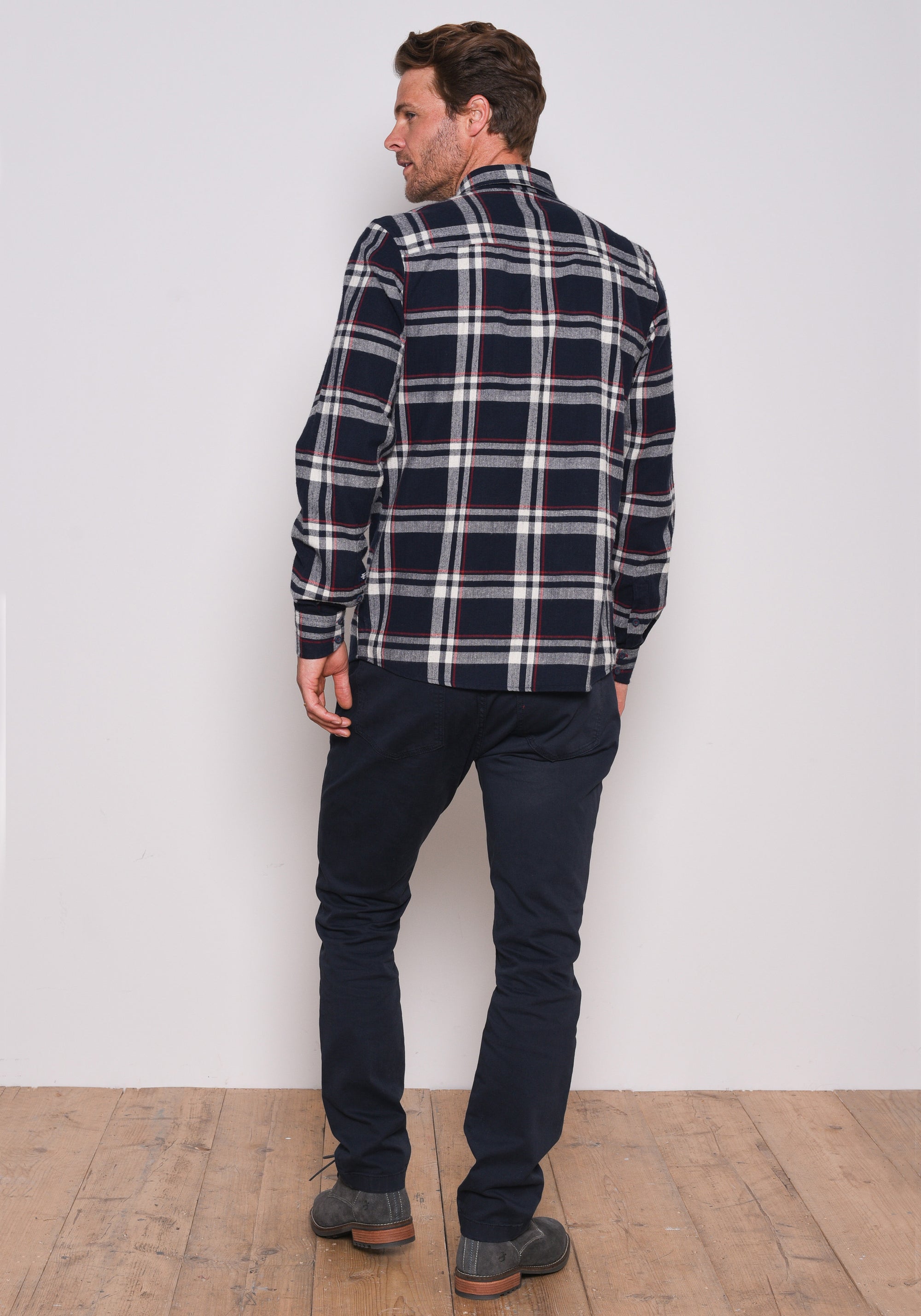 Navy Checked Flannel Shirt