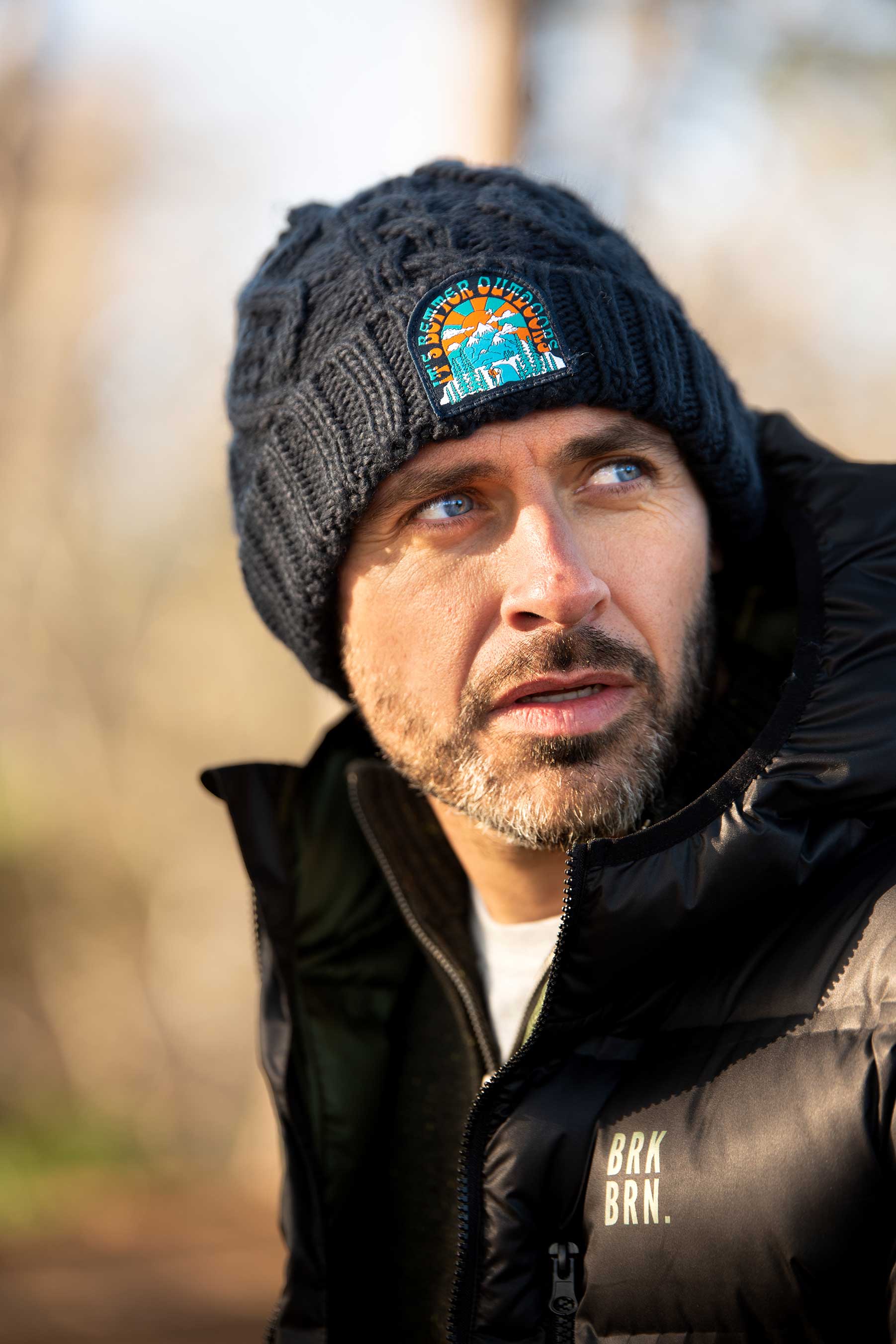 Men's Navy Patch Knitted Beanie Hat Brakeburn