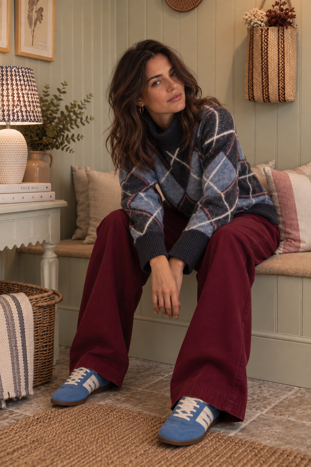Helga Argyle Intarsia Knitted Jumper