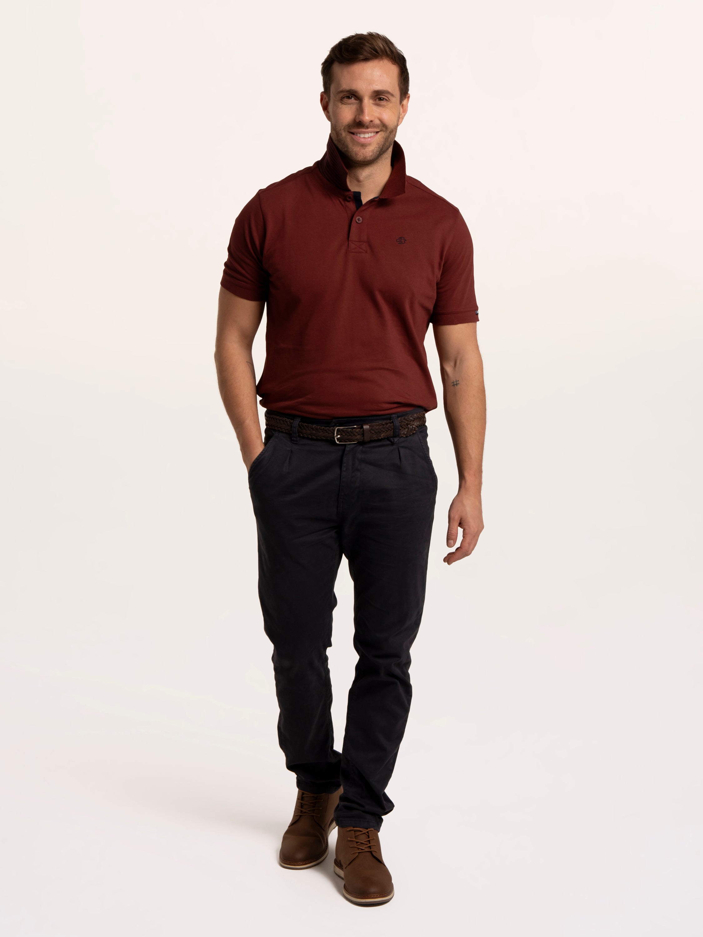 Burgundy Saintbury Pique Polo