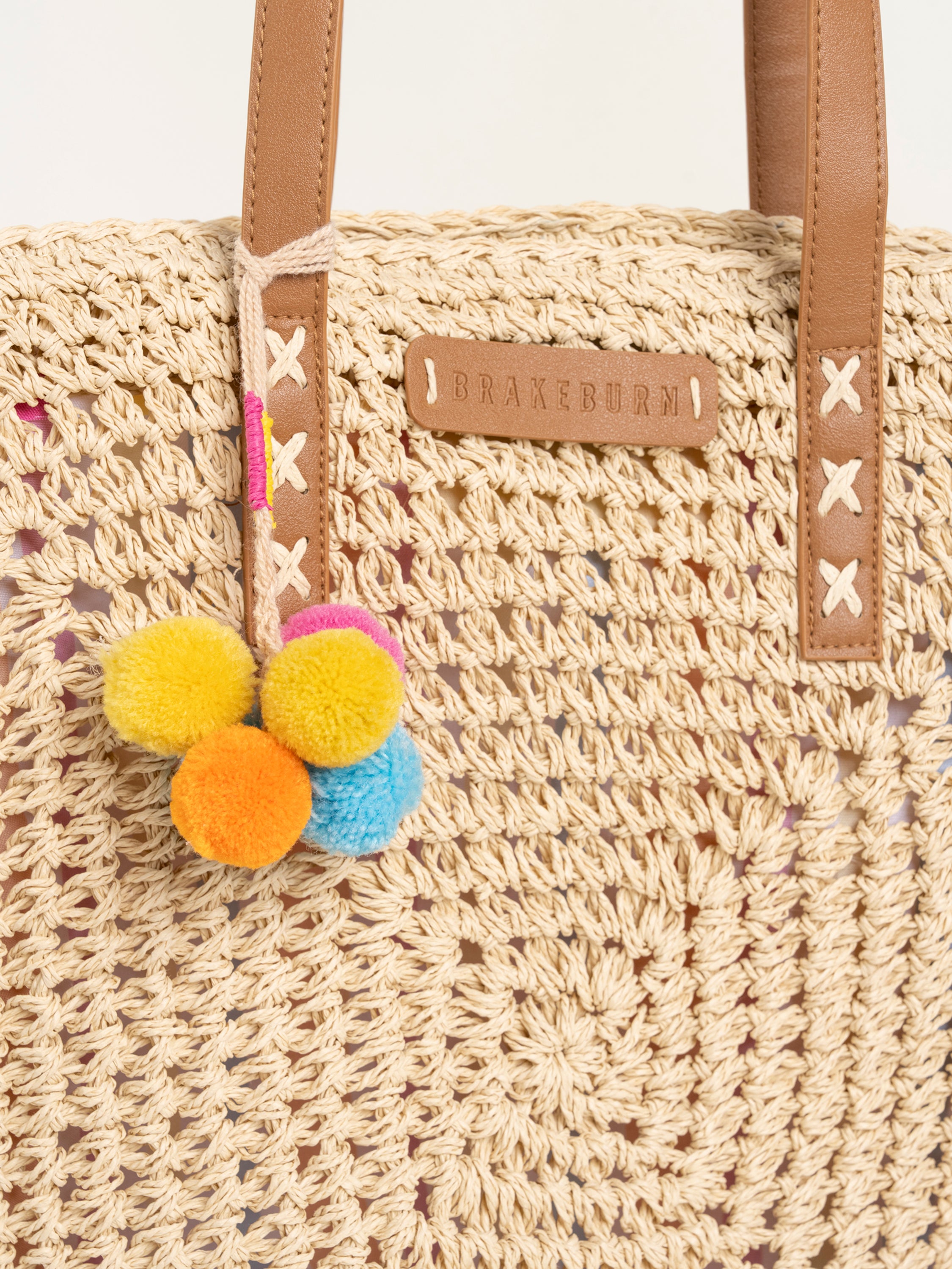 Pom Pom Raffia Beach Bag