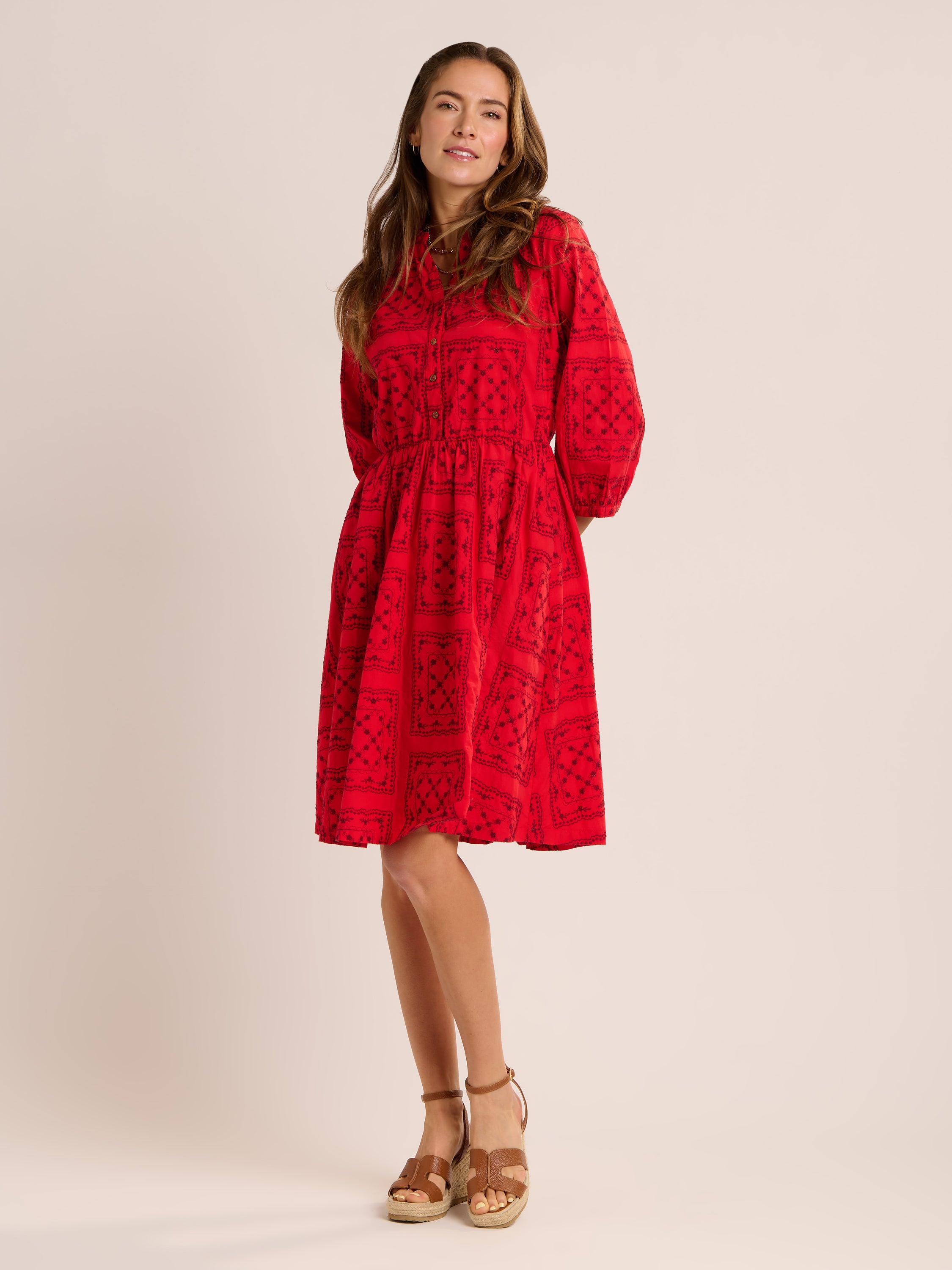 Zora Embroidered Knee Length Dress