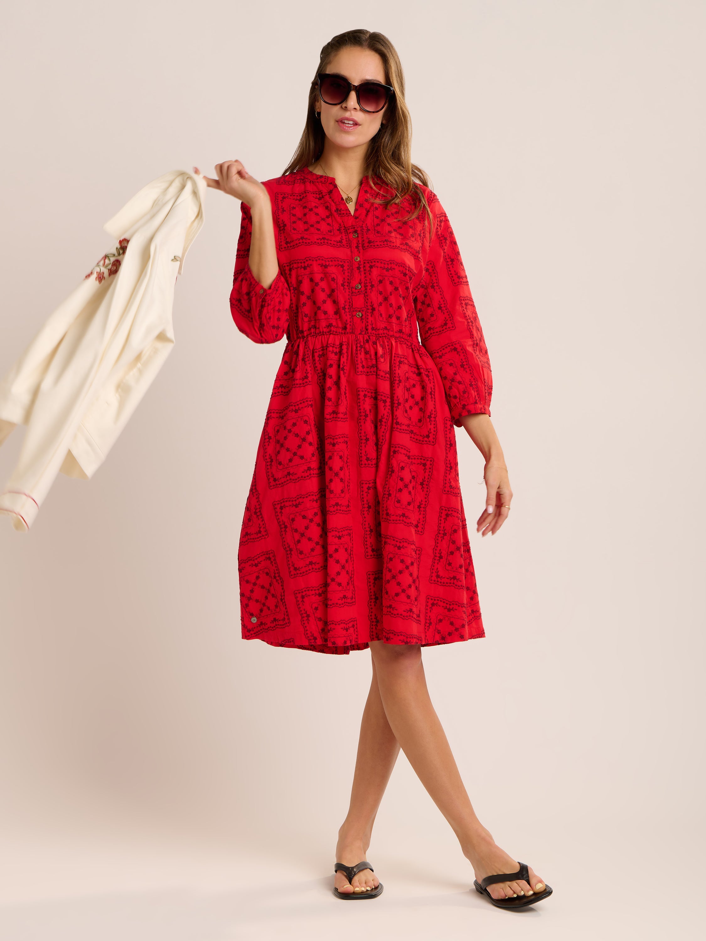 Zora Embroidered Knee Length Dress