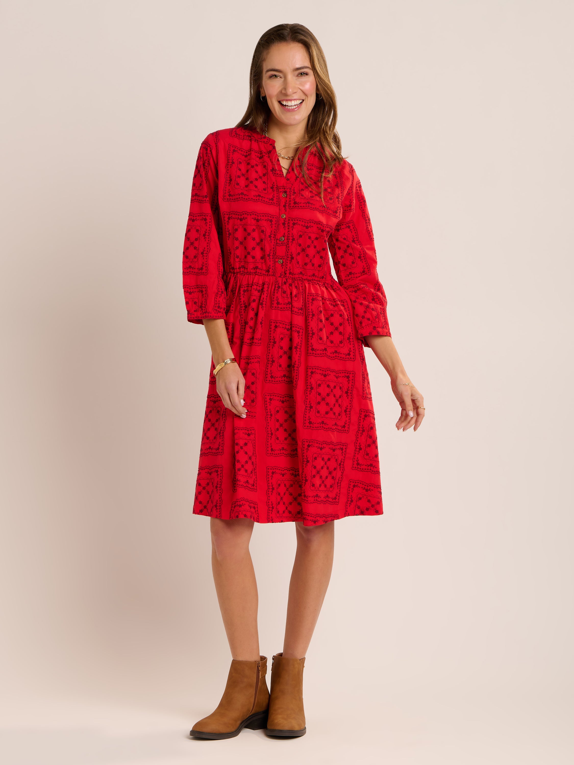 Zora Embroidered Knee Length Dress