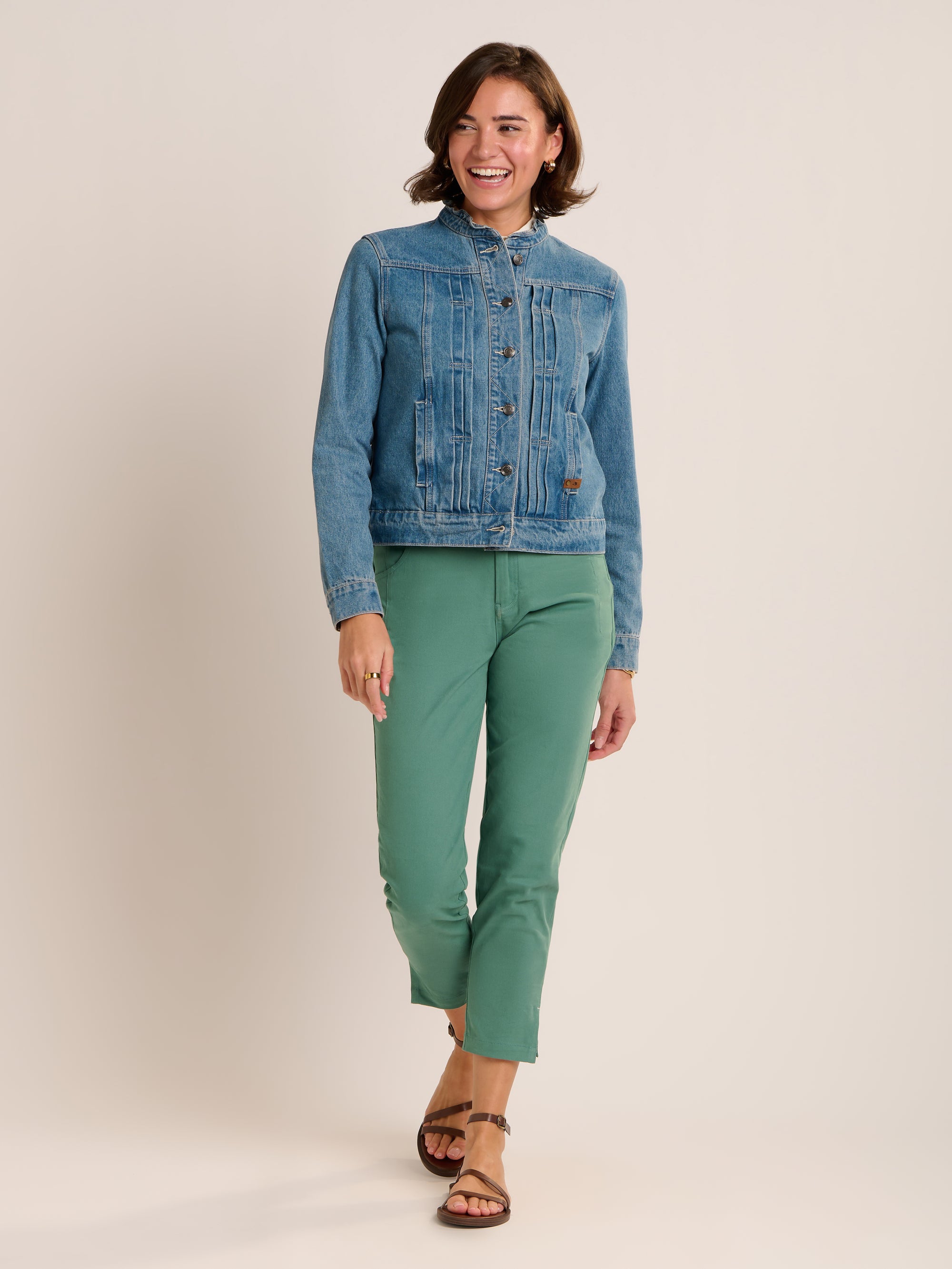 Ruffle Neck Denim Jacket