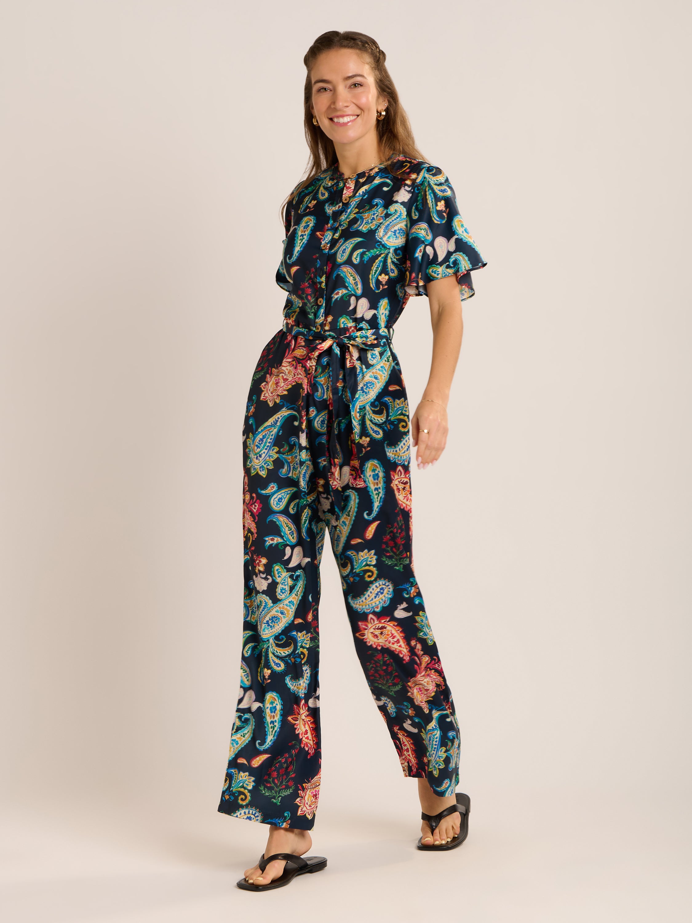 Olivia Paisley Wide Leg Jumpsuit