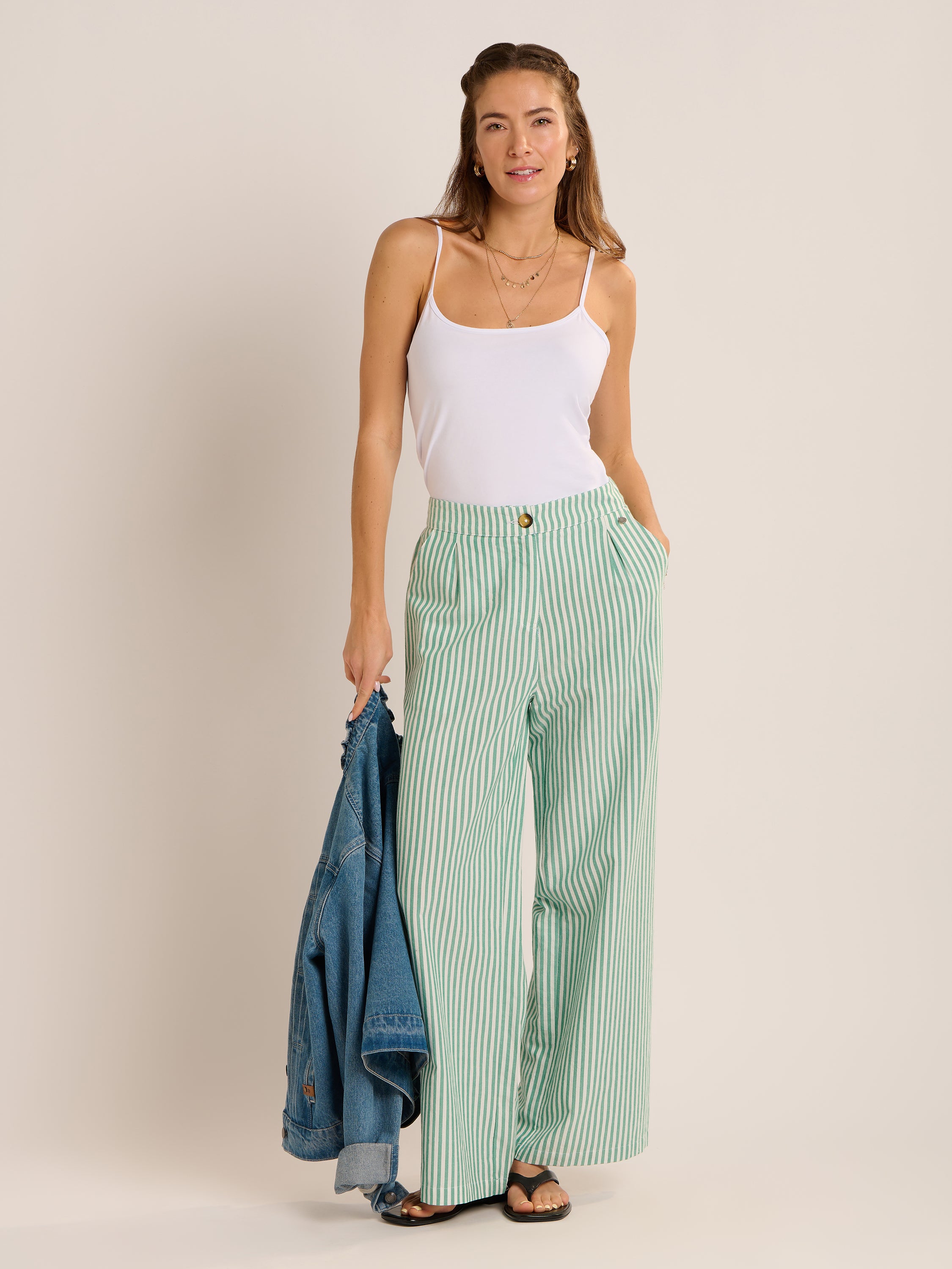 Phoebe Stripe Wide Leg Trouser
